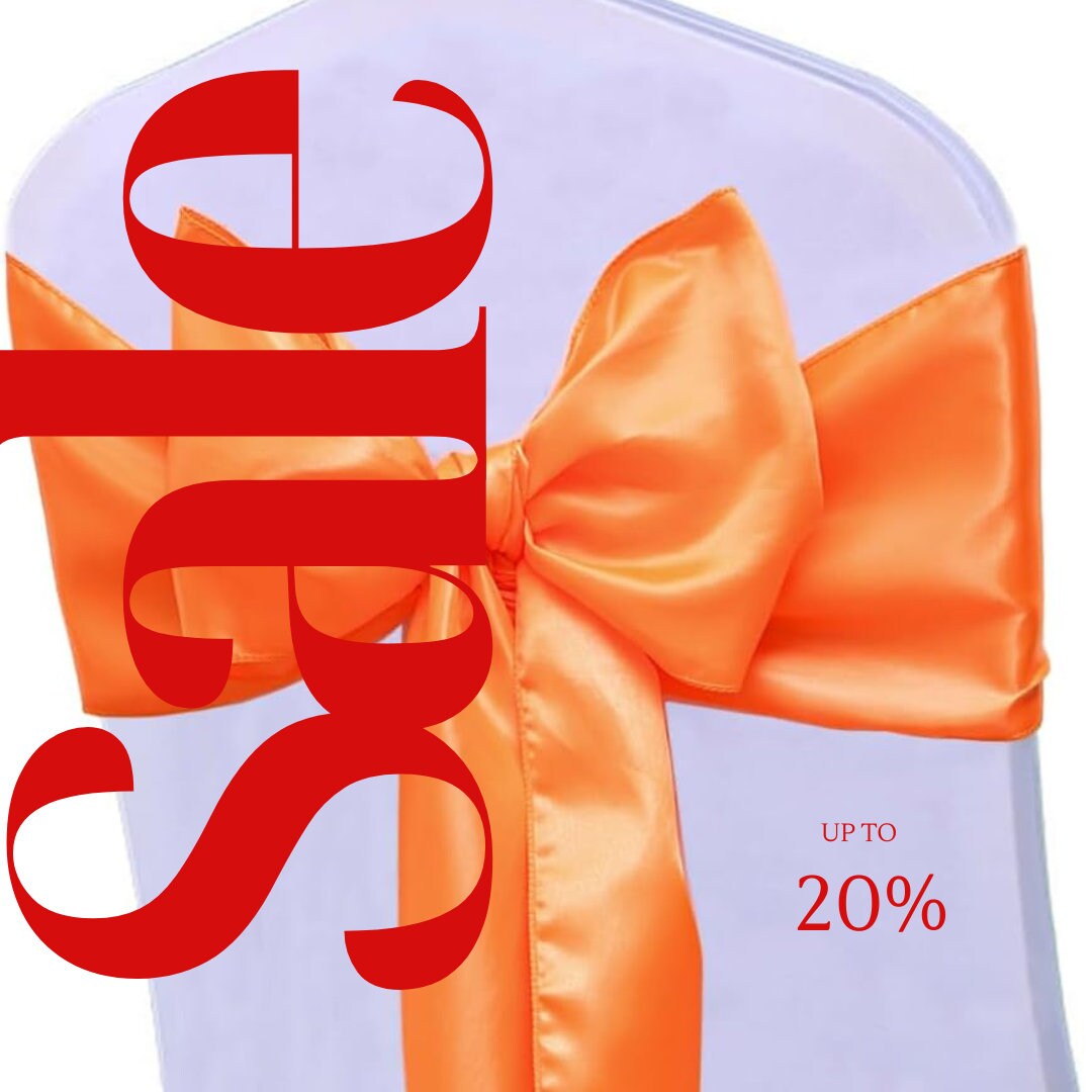 ORANGE - SATIN Chair Sashes Bows for Wedding Reception Event Banquets Chair Decoration, Dinning Chair Cover Sash Ribbon Tie Back Supplies