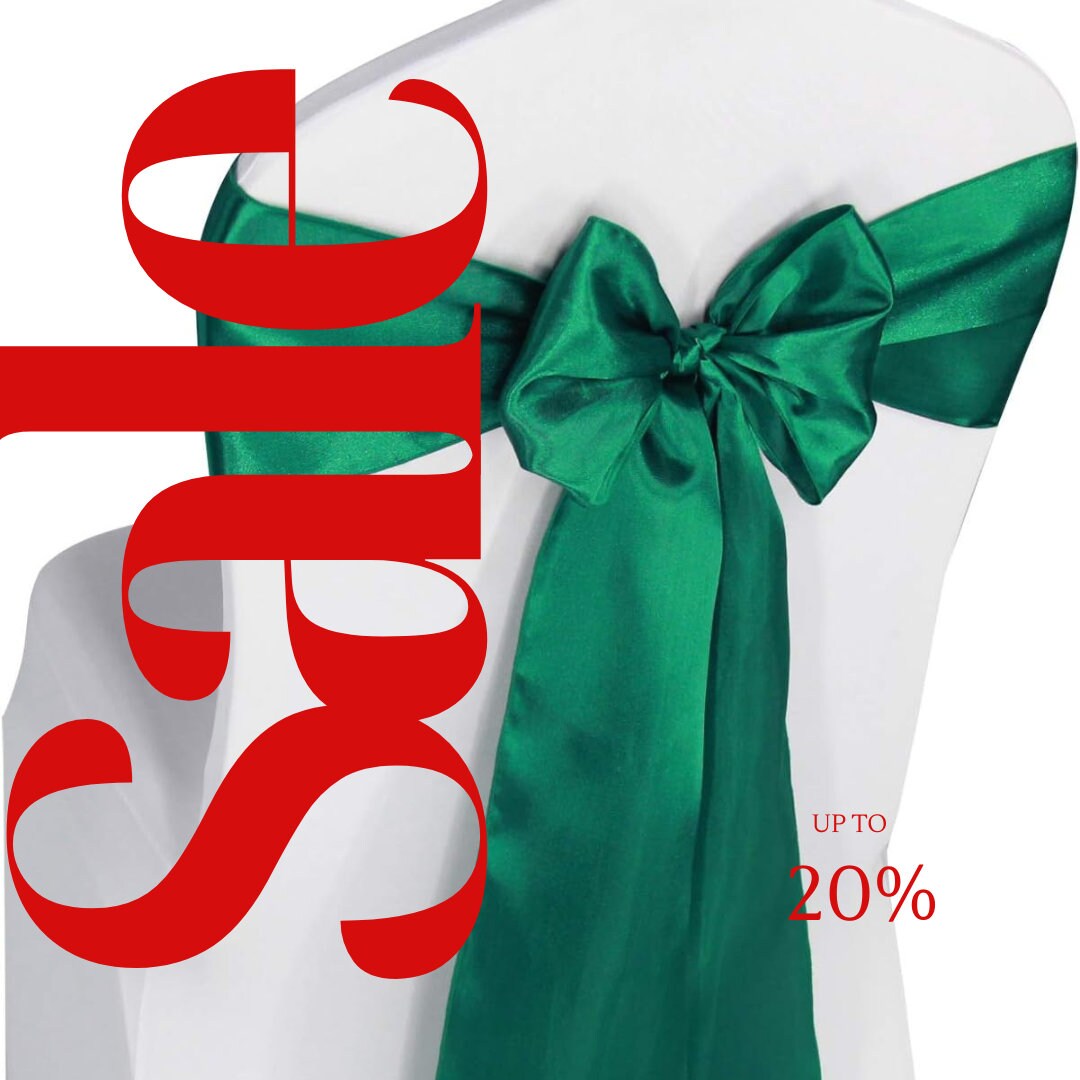 HUNTER - SATIN Chair Sashes Bows for Wedding Reception Event Banquets Chair Decoration, Dinning Chair Cover Sash Ribbon Tie Back Supplies