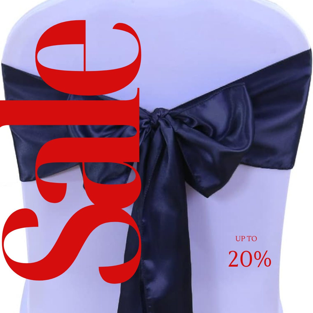 NAVY - SATIN Chair Sashes Bows for Wedding Reception Event Banquets Chair Decoration, Dinning Chair Cover Sash Ribbon Tie Back Supplies