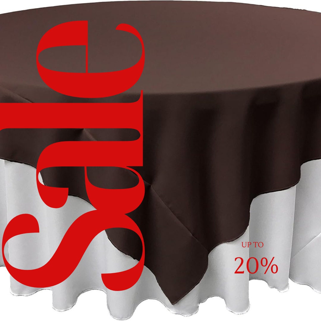 BROWN - Polyester Poplin Washable Square Tablecloth, Square Table Cover Fabric Table Cloth Square for Dining, Kitchen, Party.