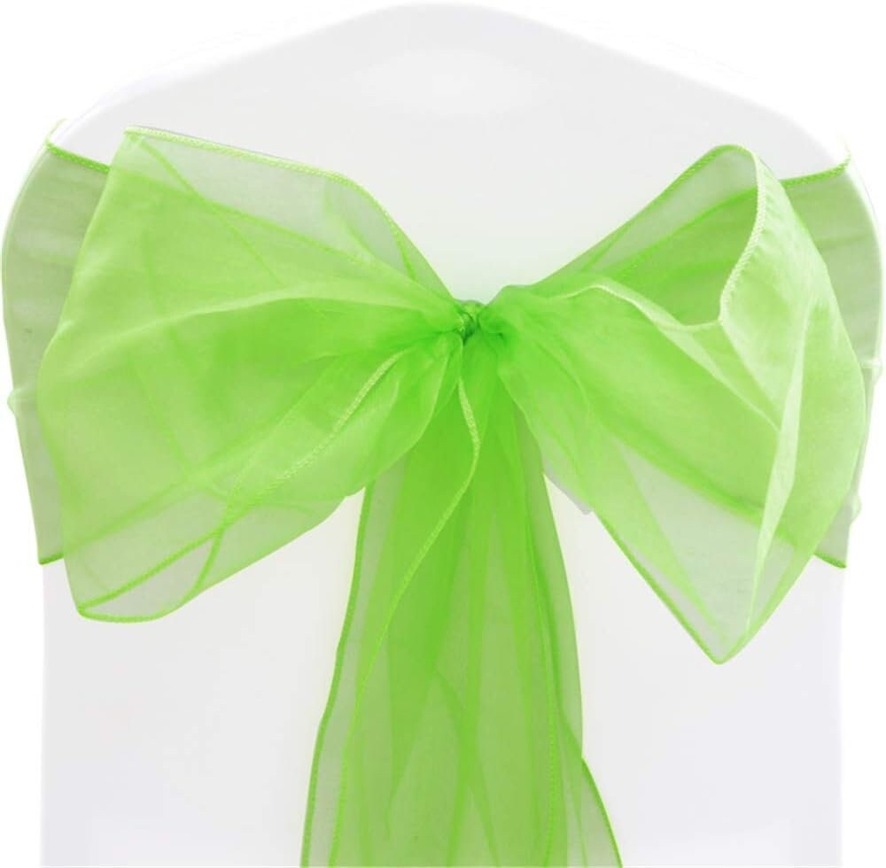 LIME - Chair Sashes Bows for Wedding Reception Event Banquets Chair Decoration, Dinning Chair Cover Sash Ribbon Tie Back Party Supplies