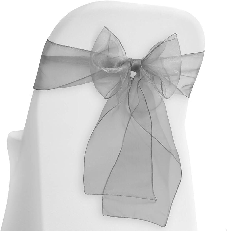 GRAY - Chair Sashes Bows for Wedding Reception Event Banquets Chair Decoration, Dinning Chair Cover Sash Ribbon Tie Back Party Supplies
