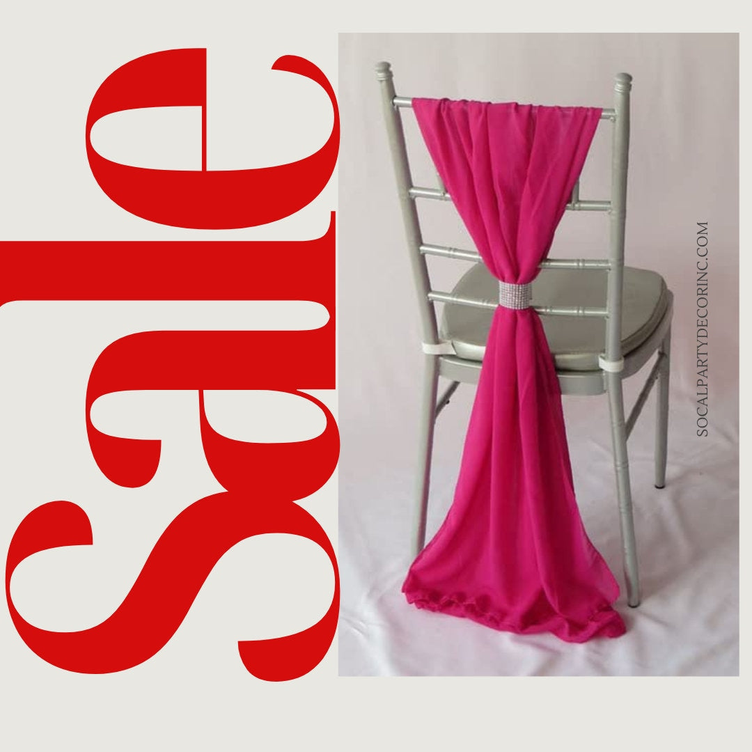 FUCHSIA - Chiffon Chair Sash Cover Aisle Decorations Draping Fabric for Party Ceremony Reception Floral Arrangement Banquet Outdoor Decor