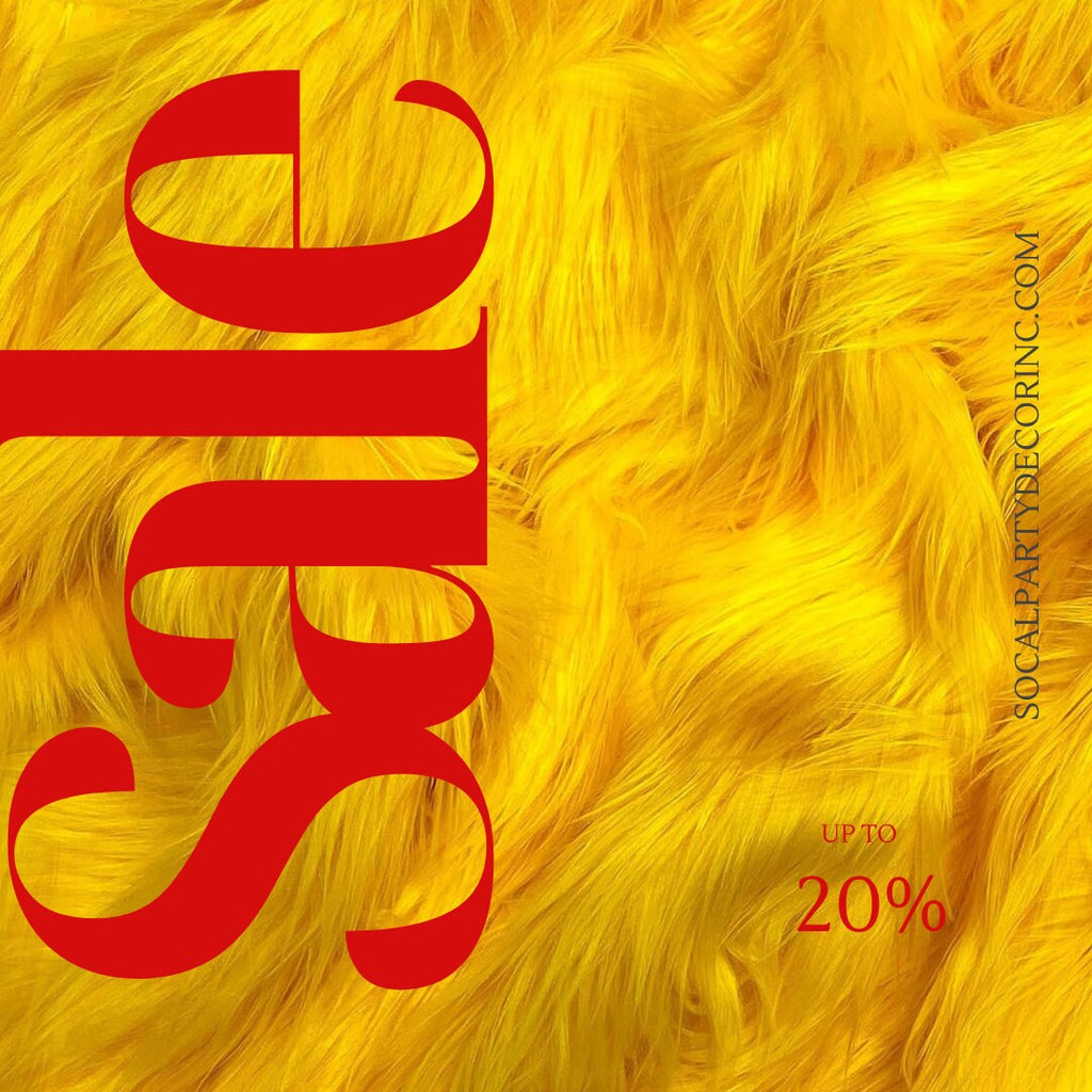 YELLOW - Shaggy Long Pile Faux Fur Fabric By The Yard | Faux Fur | High Quality Ultra Soft Fur Fabric By Yard.
