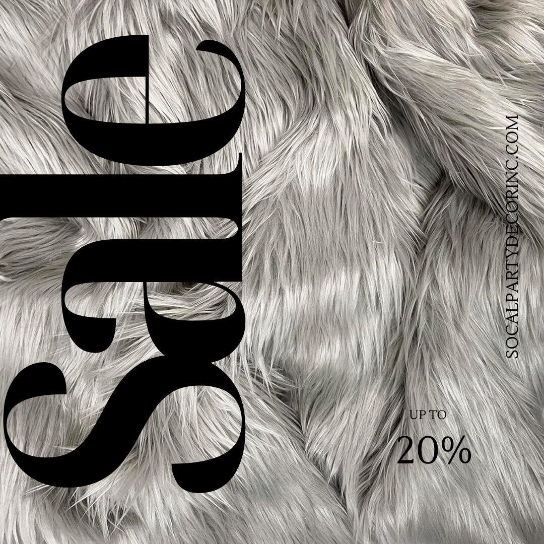 SILVER - Shaggy Long Pile Faux Fur Fabric By The Yard | Faux Fur | High Quality Ultra Soft Fur Fabric By Yard.