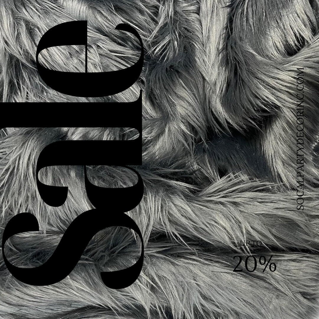 GRAY - Shaggy Long Pile Faux Fur Fabric By The Yard | Faux Fur | High Quality Ultra Soft Fur Fabric By Yard.