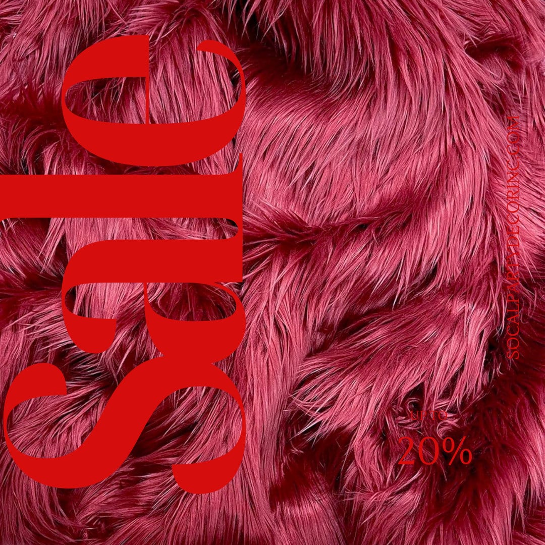 BURGUNDY - Shaggy Long Pile Faux Fur Fabric By The Yard | Faux Fur | High Quality Ultra Soft Fur Fabric By Yard.