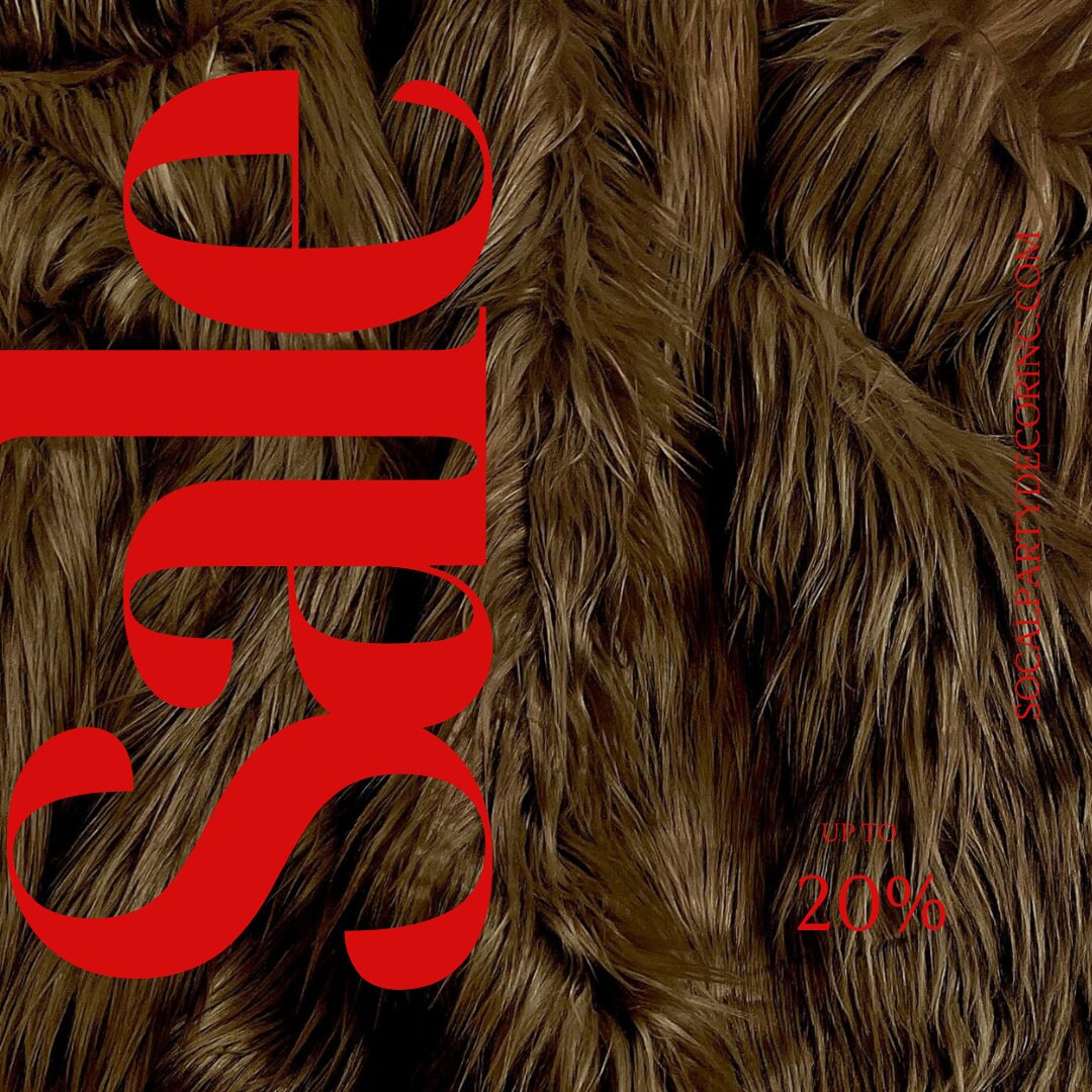 BROWN - Shaggy Long Pile Faux Fur Fabric By The Yard | Faux Fur | High Quality Ultra Soft Fur Fabric By Yard.