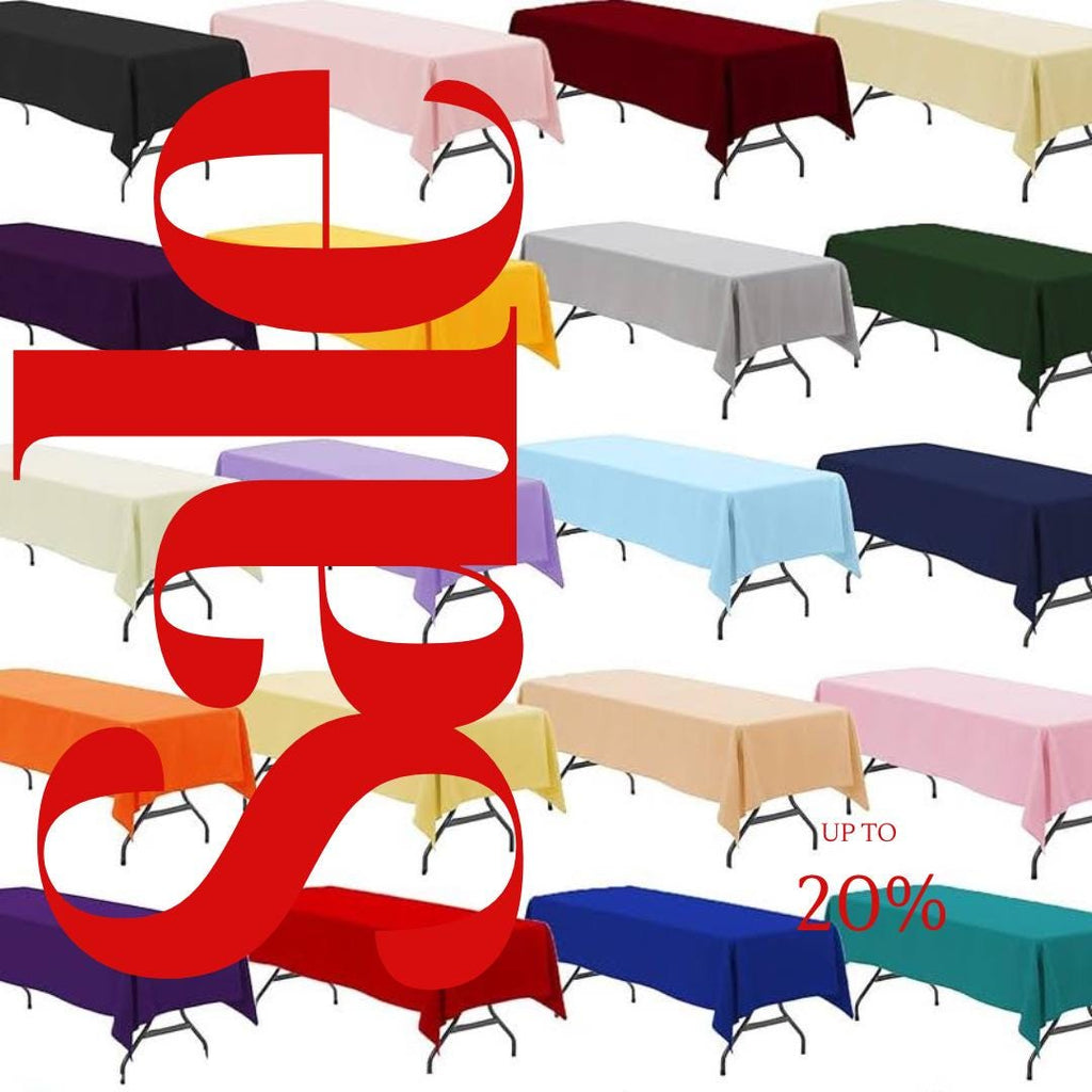 60" X 144" Polyester Poplin Washable Rectangular Tablecloth, Table Cover Fabric Table Cloth for Dinning, Kitchen,Party. Choose Color Below