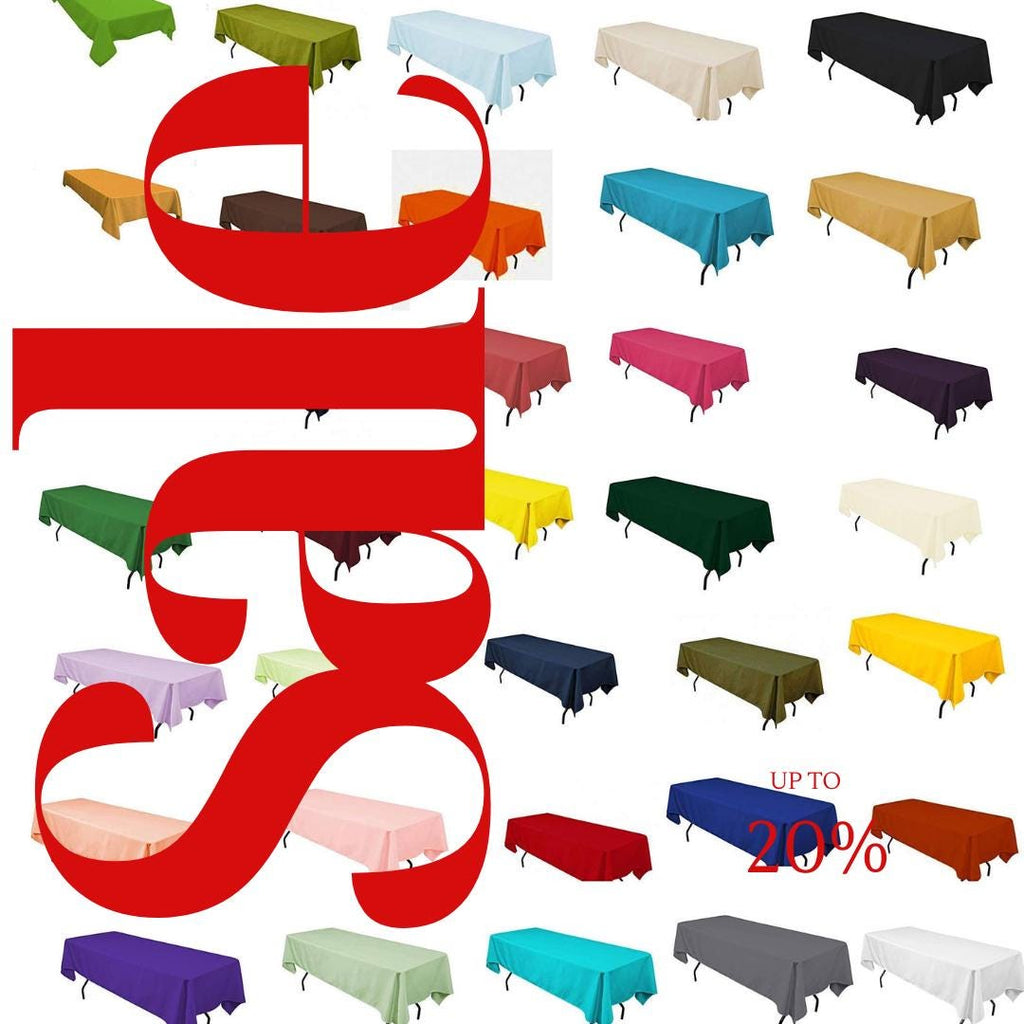 60" X 144" Polyester Poplin Washable Rectangular Tablecloth, Table Cover Fabric Table Cloth for Dinning, Kitchen,Party. Choose Color Below