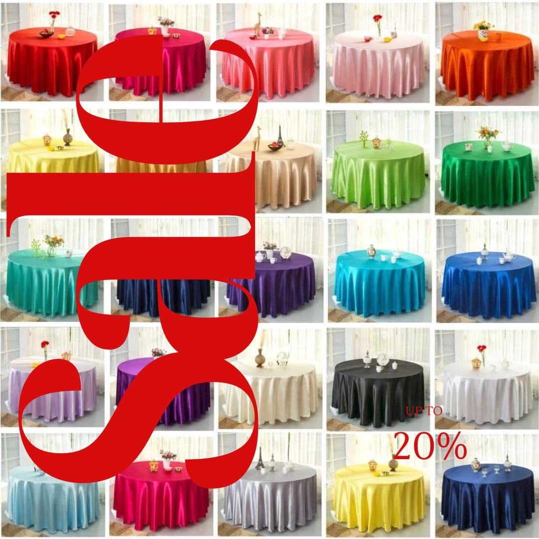 Satin- Table Cloth Covers for Round Tables- Round Satin Table Cloth for Wedding Banquet Decoration- Table Cloths. Choose Size & Color Below