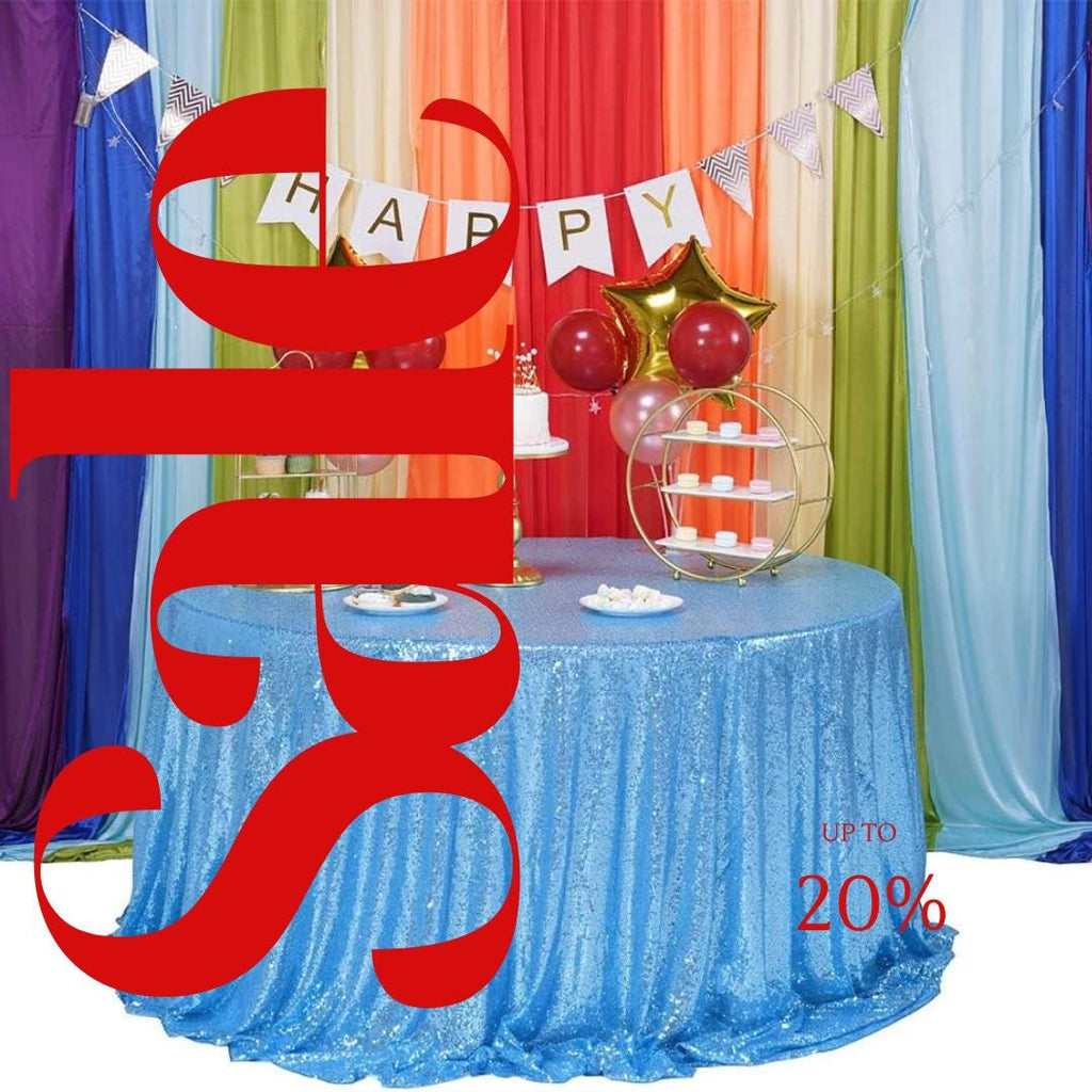 Sequin Tablecloth - BLUE - Round Sparkly Drape Table Cloths Table Cover Overlay for Wedding Birthday Party Baby Bridal Shower. Choose Size