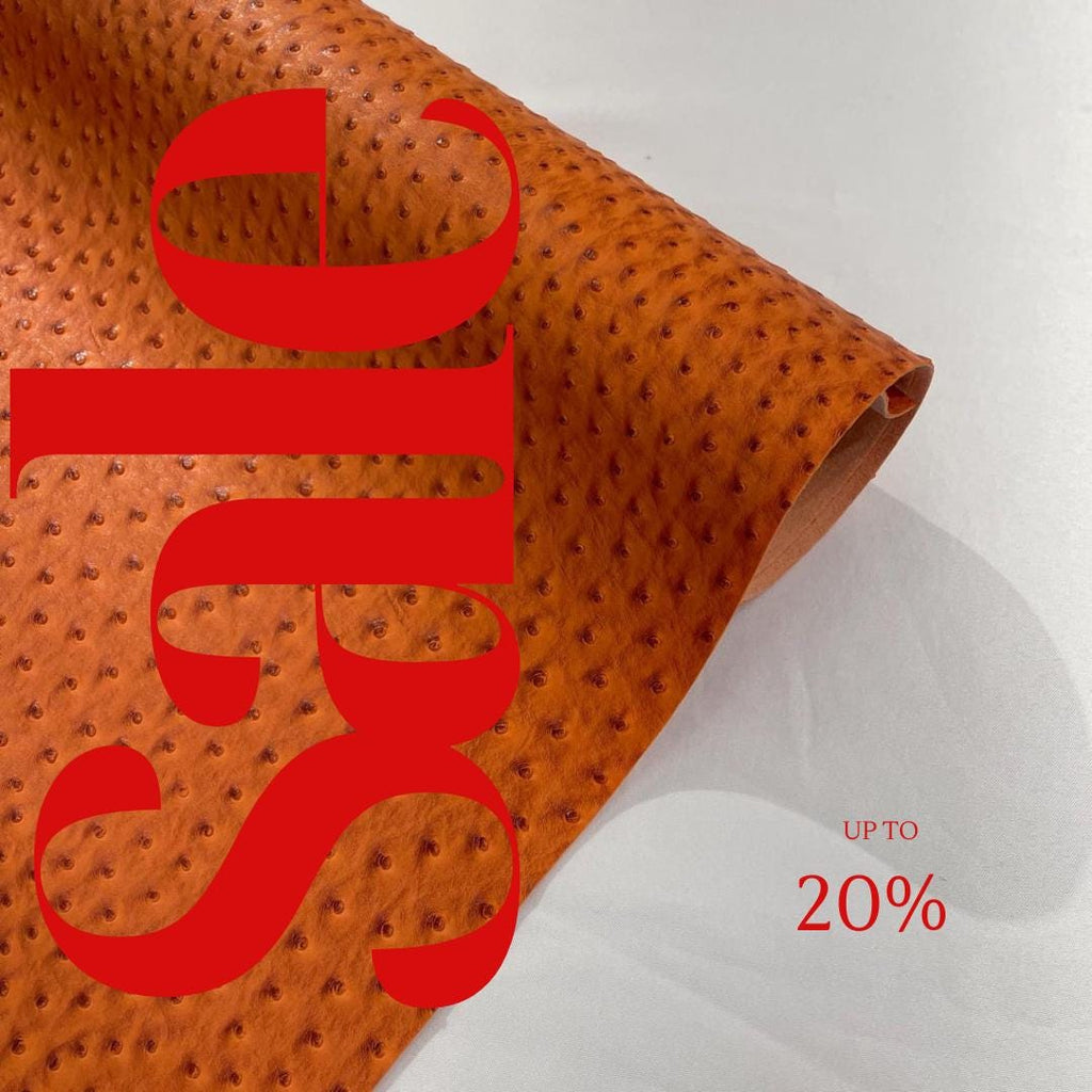 Ostrich Fake Leather Upholstery-  ORANGE - 3-D Ostrich Skin Texture Faux Leather - Vinyl Fabric Sold By Yard.