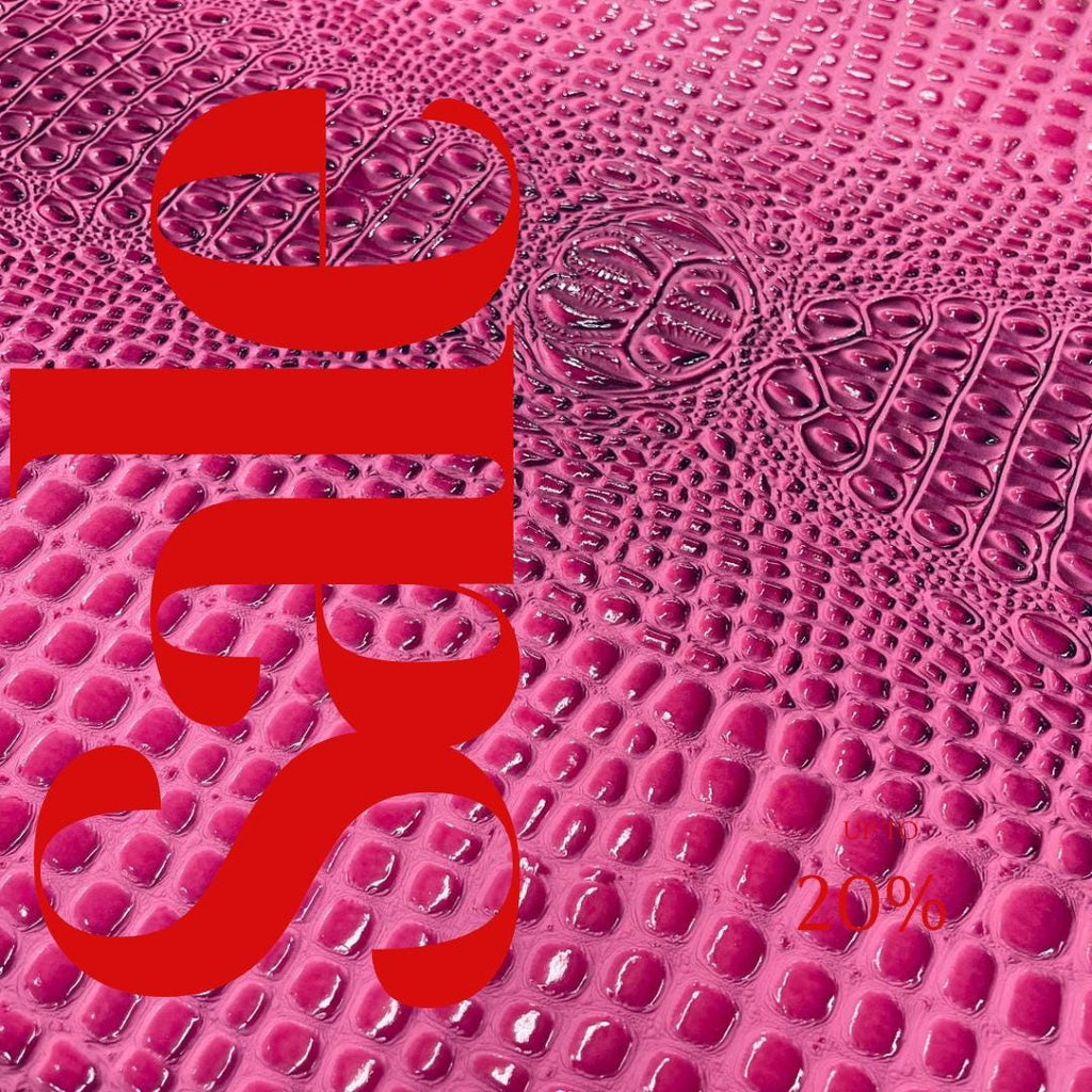 Glossy Two Tone Gator Fake Leather Upholstery - CANDY PINK - 3-D Crocodile Skin Texture Faux Leather  Vinyl/54" By Yard