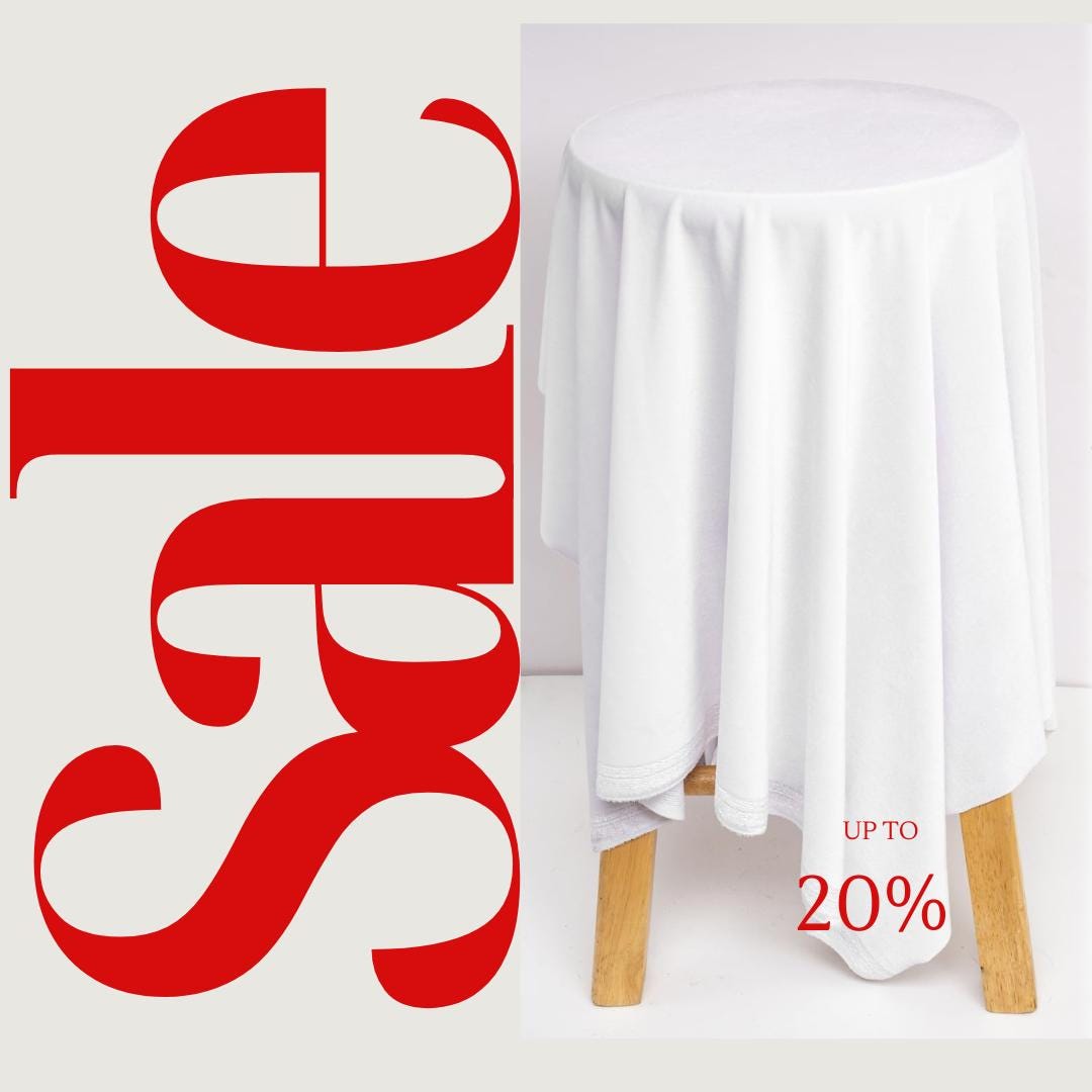 Velvet Tablecloth - WHITE -  Luxurious Elegant Table Cover in Beautiful for Weddings, Parties, Baby Showers and Events. Choose Size Below