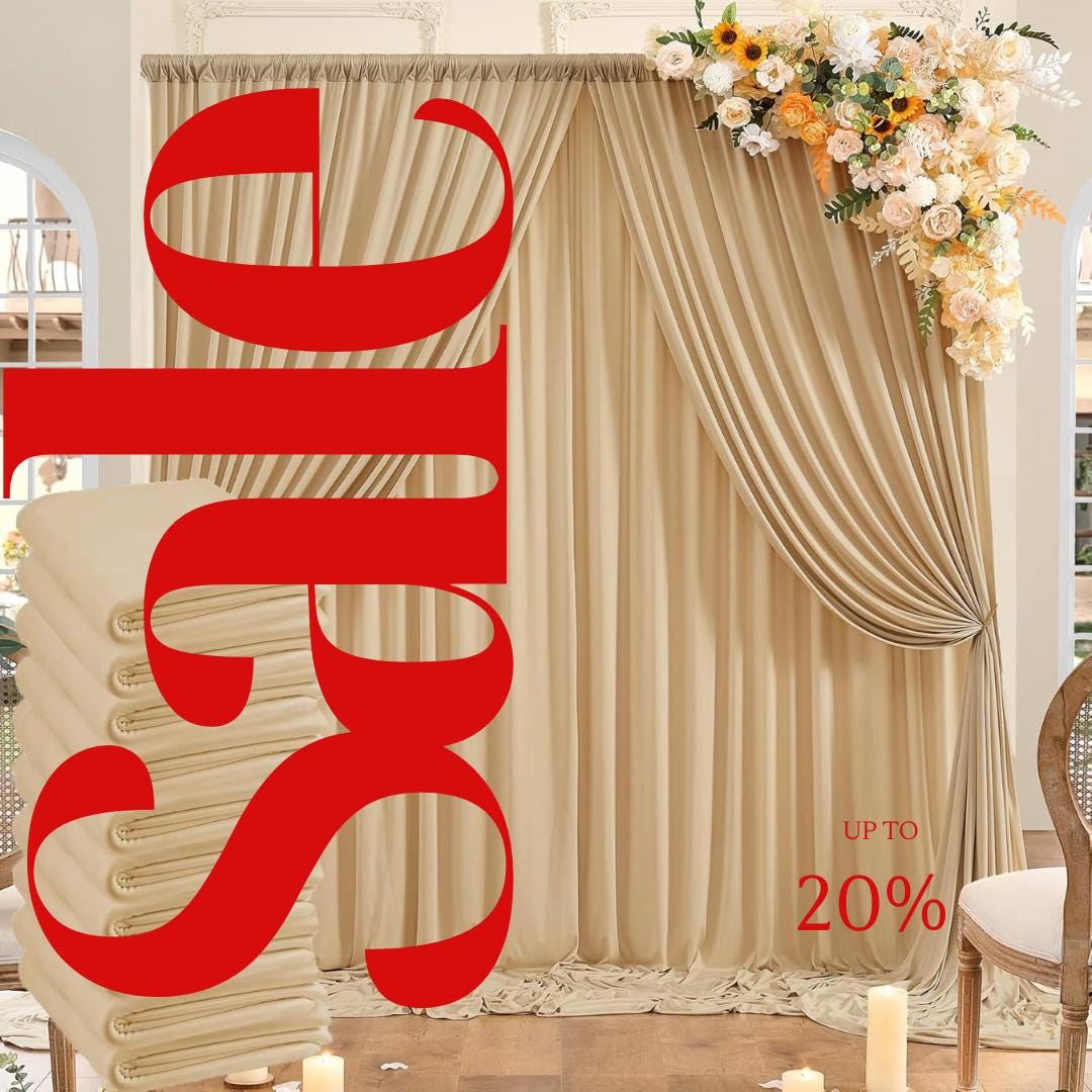 CHAMPAGNE - Wrinkle Free Backdrop Curtains for Parties  - 10 Panels 5x10ft Silky Interlock Backdrop for Weddings Birthday Party Curtains