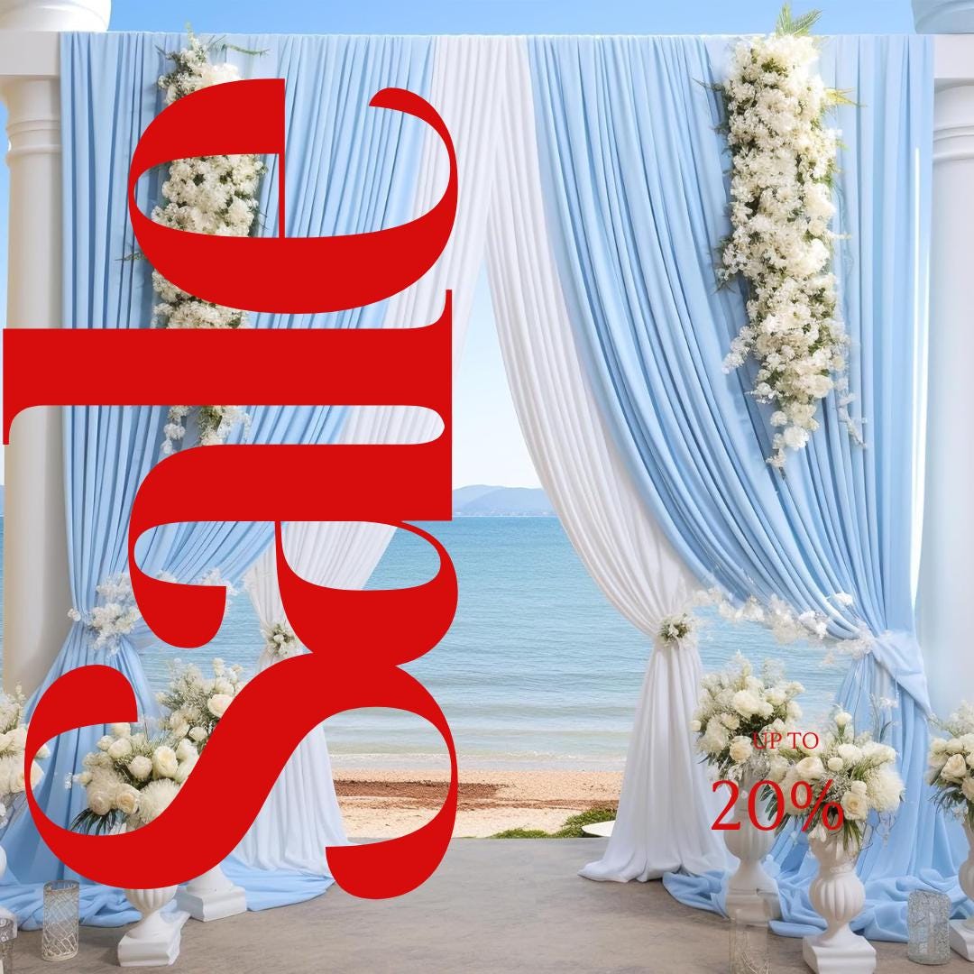 LT BLUE - Wrinkle Free Backdrop Curtains for Parties  - 10 Panels 5x10ft Silky Interlock Backdrop for Weddings Birthday Party Curtains