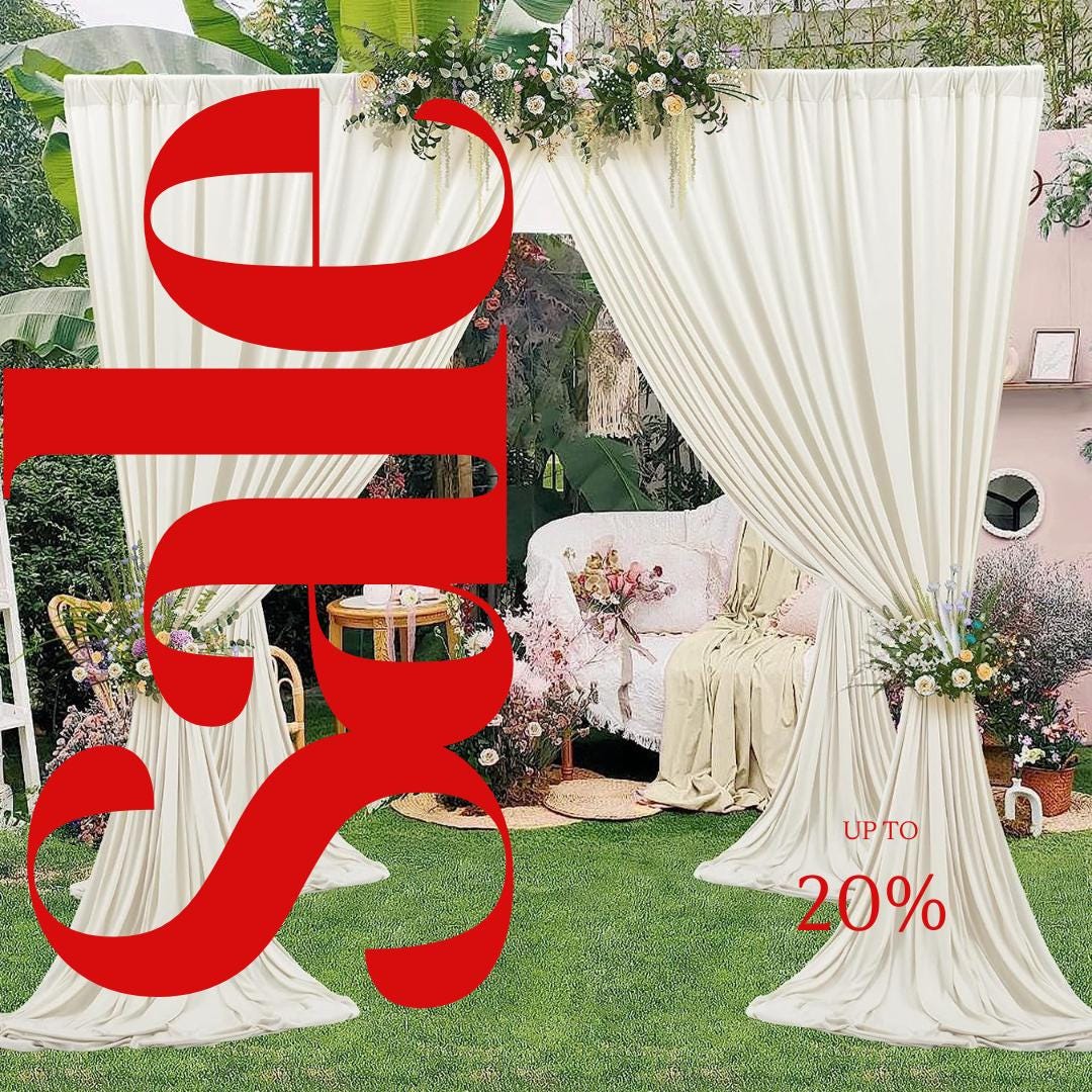 IVORY - Wrinkle Free Backdrop Curtains for Parties  - 10 Panels 5x10ft Silky Interlock Backdrop for Weddings Birthday Party Curtains