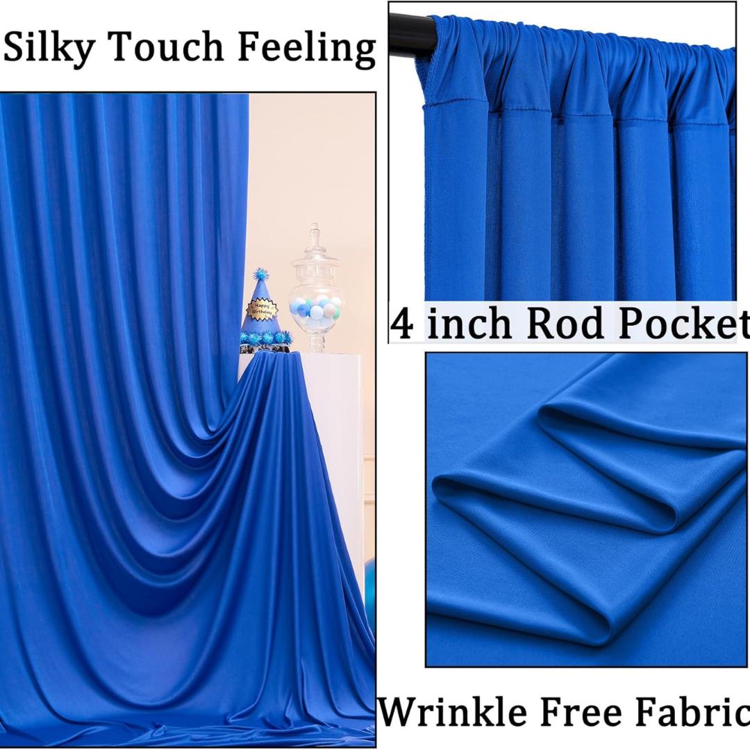 ROYAL BLUE - Wrinkle Free Backdrop Curtains for Parties  - 10 Panels 5x10ft Silky Interlock Backdrop for Weddings Birthday Party Curtains