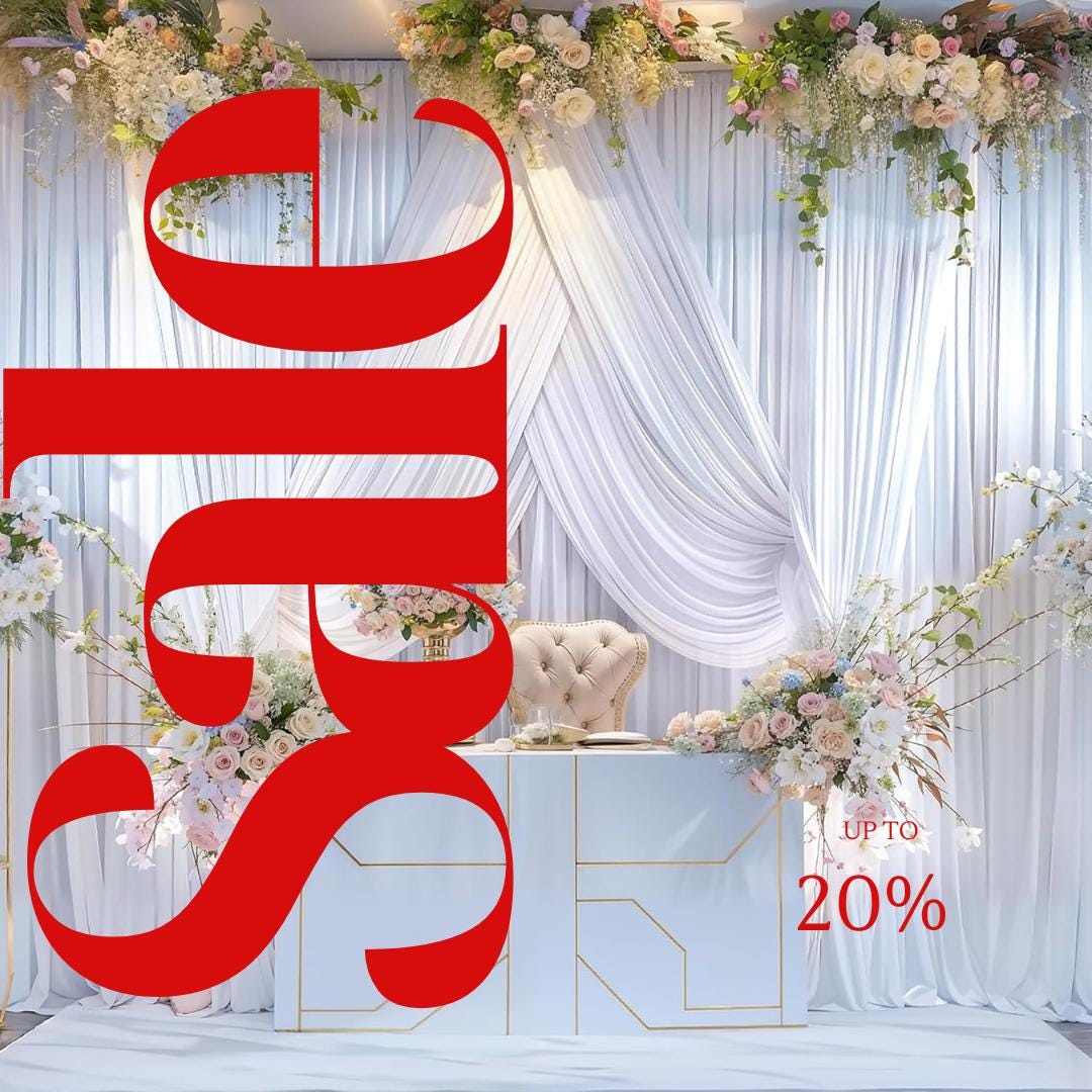 WHITE - Wrinkle Free Backdrop Curtains for Parties  - 10 Panels 5x10ft Silky Interlock Backdrop for Weddings Birthday Party Curtains