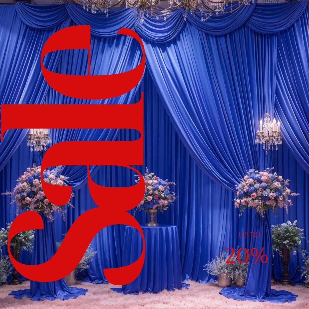 ROYAL BLUE - Wrinkle Free Backdrop Curtains for Parties  - 10 Panels 5x10ft Silky Interlock Backdrop for Weddings Birthday Party Curtains