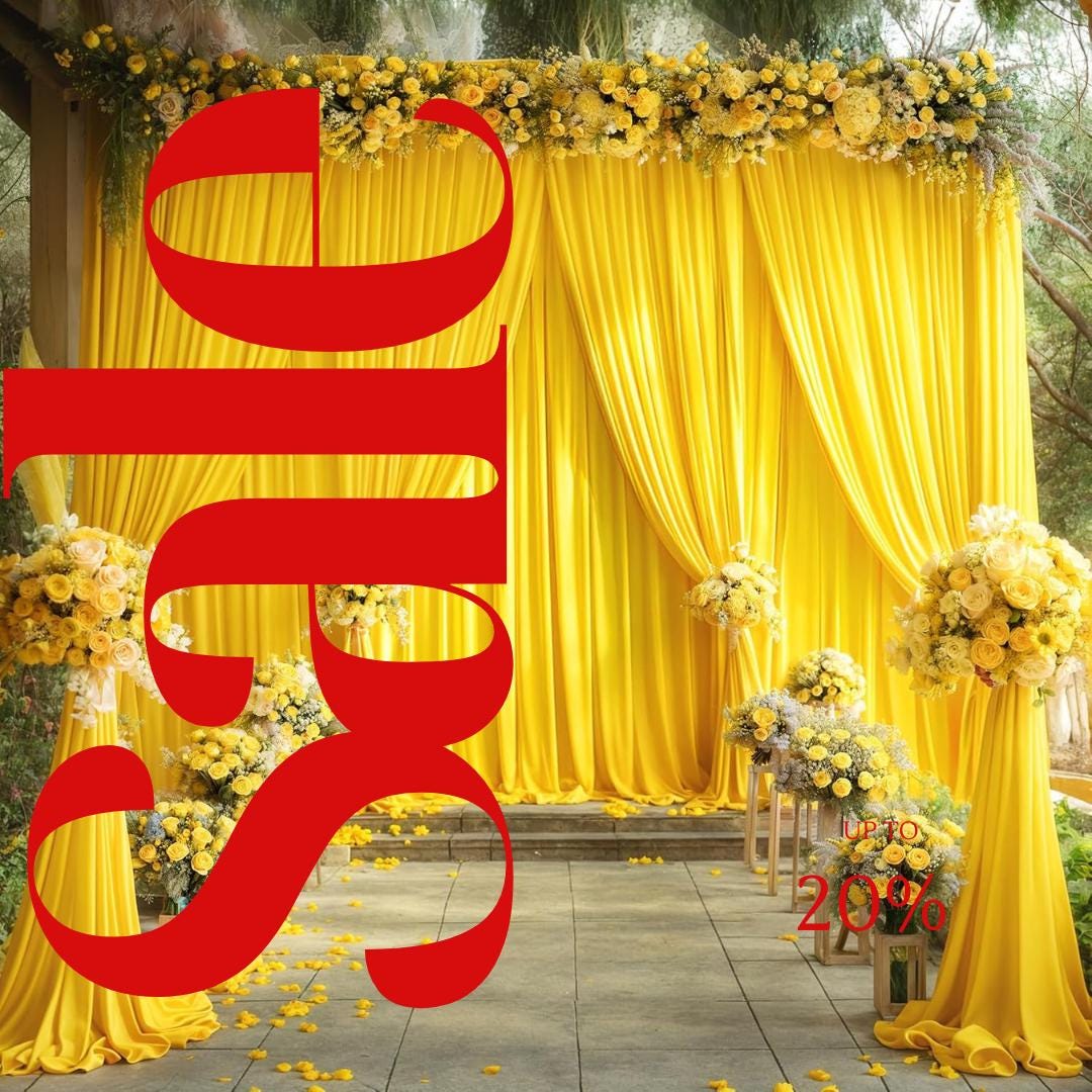YELLOW - Wrinkle Free Backdrop Curtains for Parties  - 10 Panels 5x10ft Silky Interlock Backdrop for Weddings Birthday Party Curtains