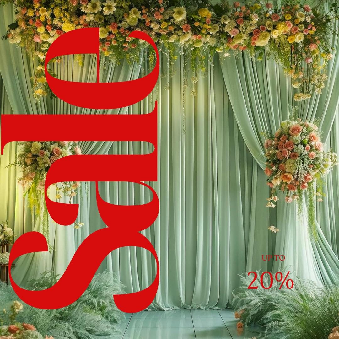 SAGE - Wrinkle Free Backdrop Curtains for Parties  - 10 Panels 5x10ft Silky Interlock Backdrop for Weddings Birthday Party Curtains