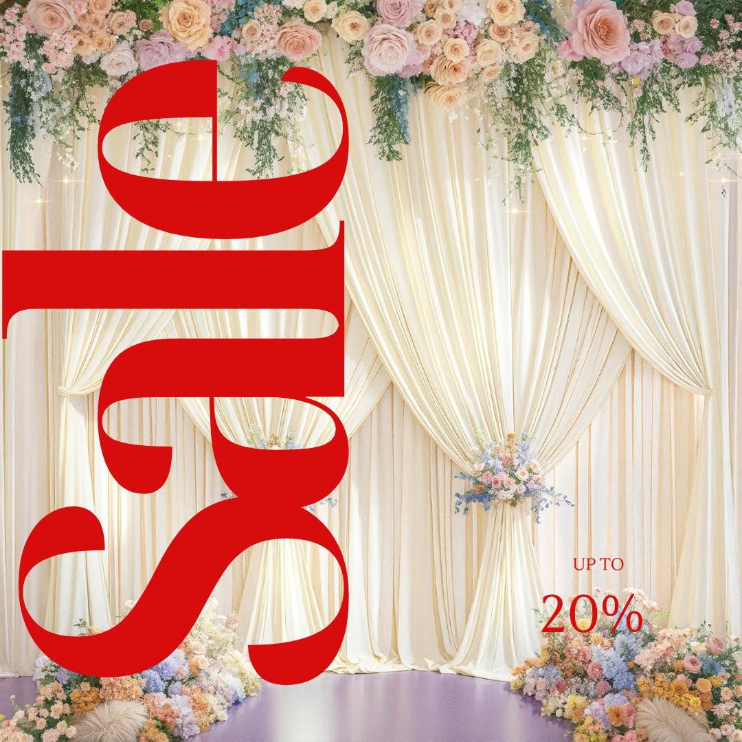 IVORY - Wrinkle Free Backdrop Curtains for Parties  - 10 Panels 5x10ft Silky Interlock Backdrop for Weddings Birthday Party Curtains