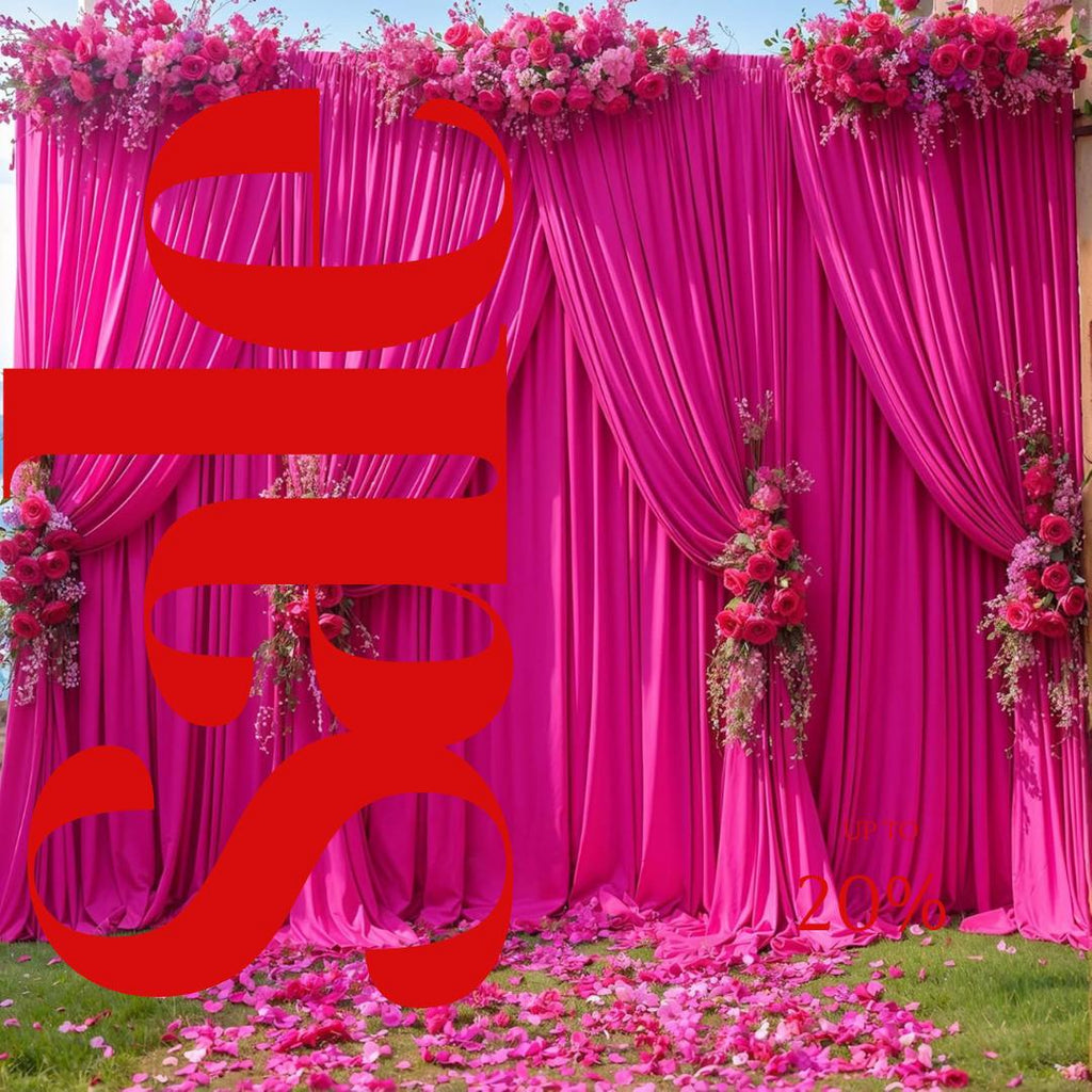 FUCHSIA - Wrinkle Free Backdrop Curtains for Parties  - 4 Panels 5x15ft Silky Interlock Backdrop for Weddings Birthday Party Curtains