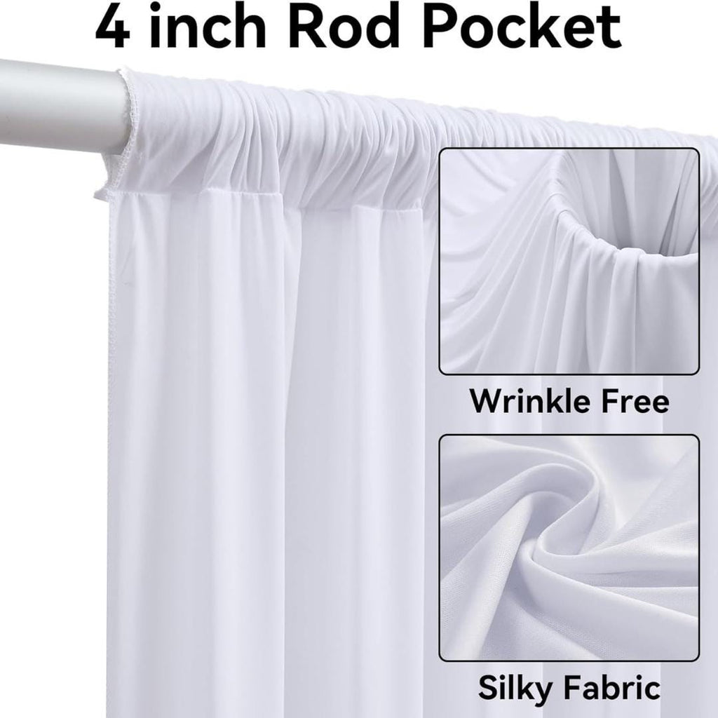 WHITE - 5' x 21 Ft Ceiling Drapes for Wedding Parties, Wrinkle Free Interlock Canopy Tent Draping Ceiling Curtains Arch Drapery for Events