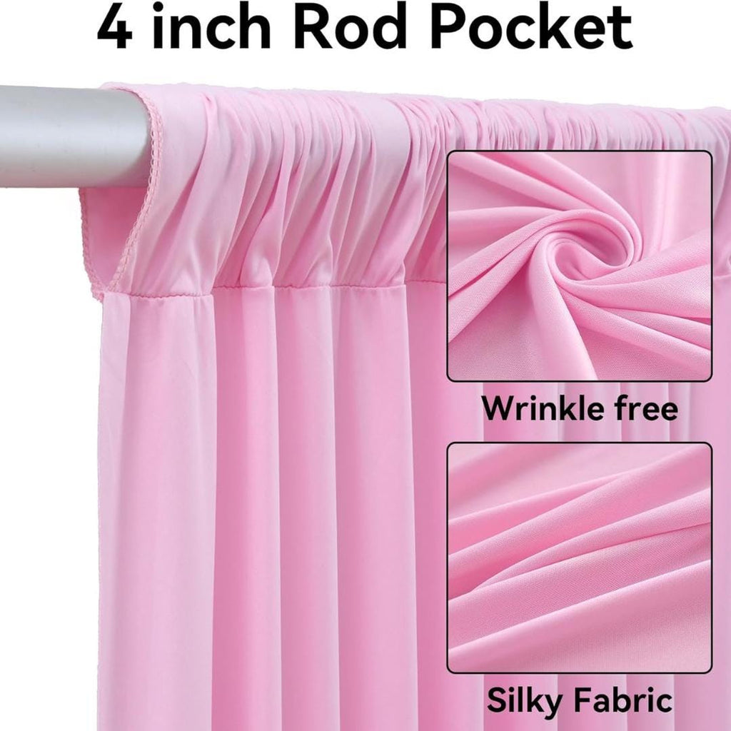 PINK - 5' x 21 Ft Ceiling Drapes for Wedding Parties, Wrinkle Free Interlock Canopy Tent Draping Ceiling Curtains Arch Drapery for Events