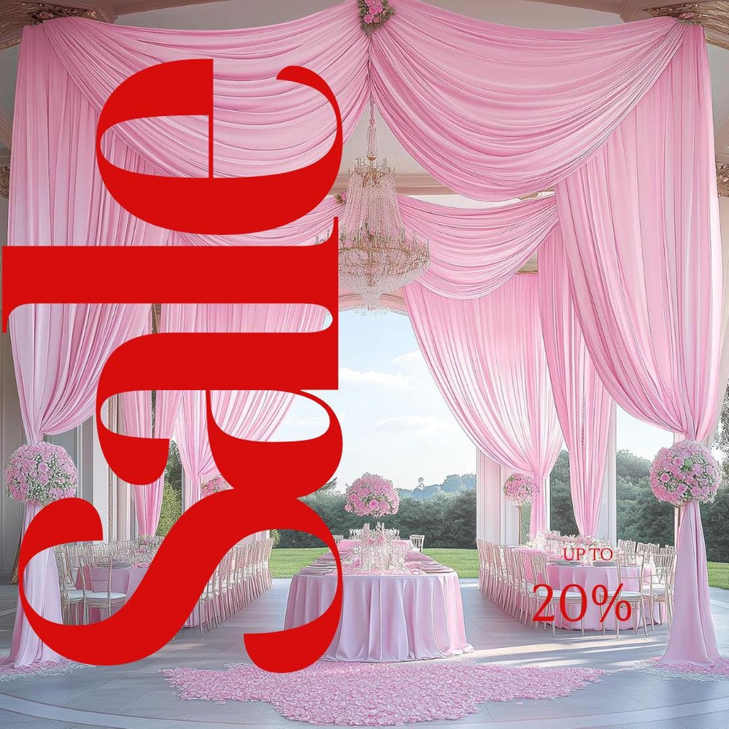 PINK - 5' x 40 Ft Ceiling Drapes for Wedding Parties, Wrinkle Free Interlock Canopy Tent Draping Ceiling Curtains Arch Drapery for Events