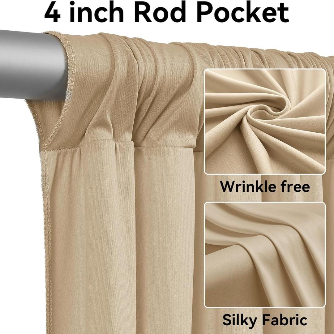 BEIGE - 5' x 21 Ft Ceiling Drapes for Wedding Parties, Wrinkle Free Interlock Canopy Tent Draping Ceiling Curtains Arch Drapery for Events