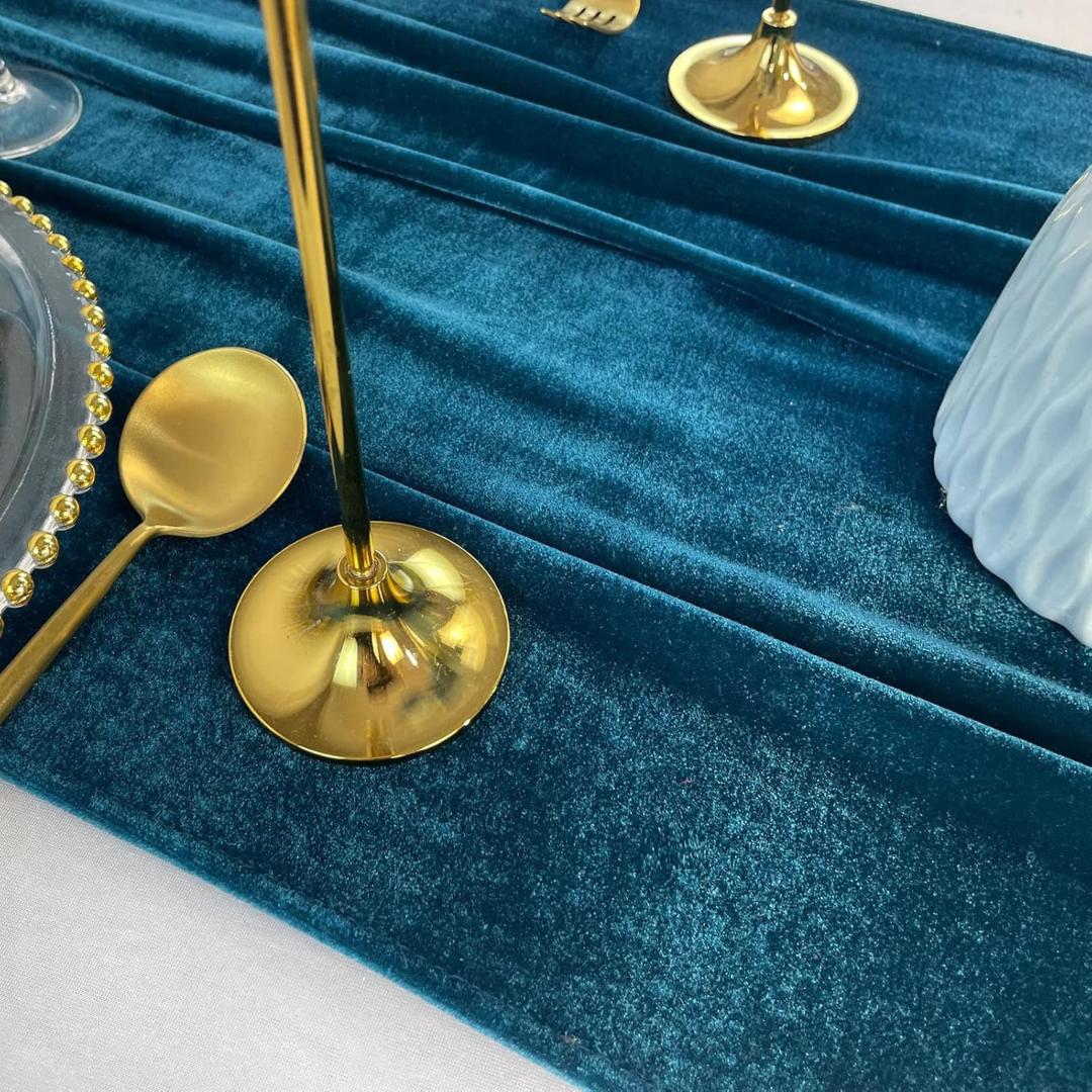 3 Pack - TEAL BLUE - Luxurious Wedding Reception Decorations Soft Velvet Fabric for Party Wedding Anniversary Valentines Day Runners.
