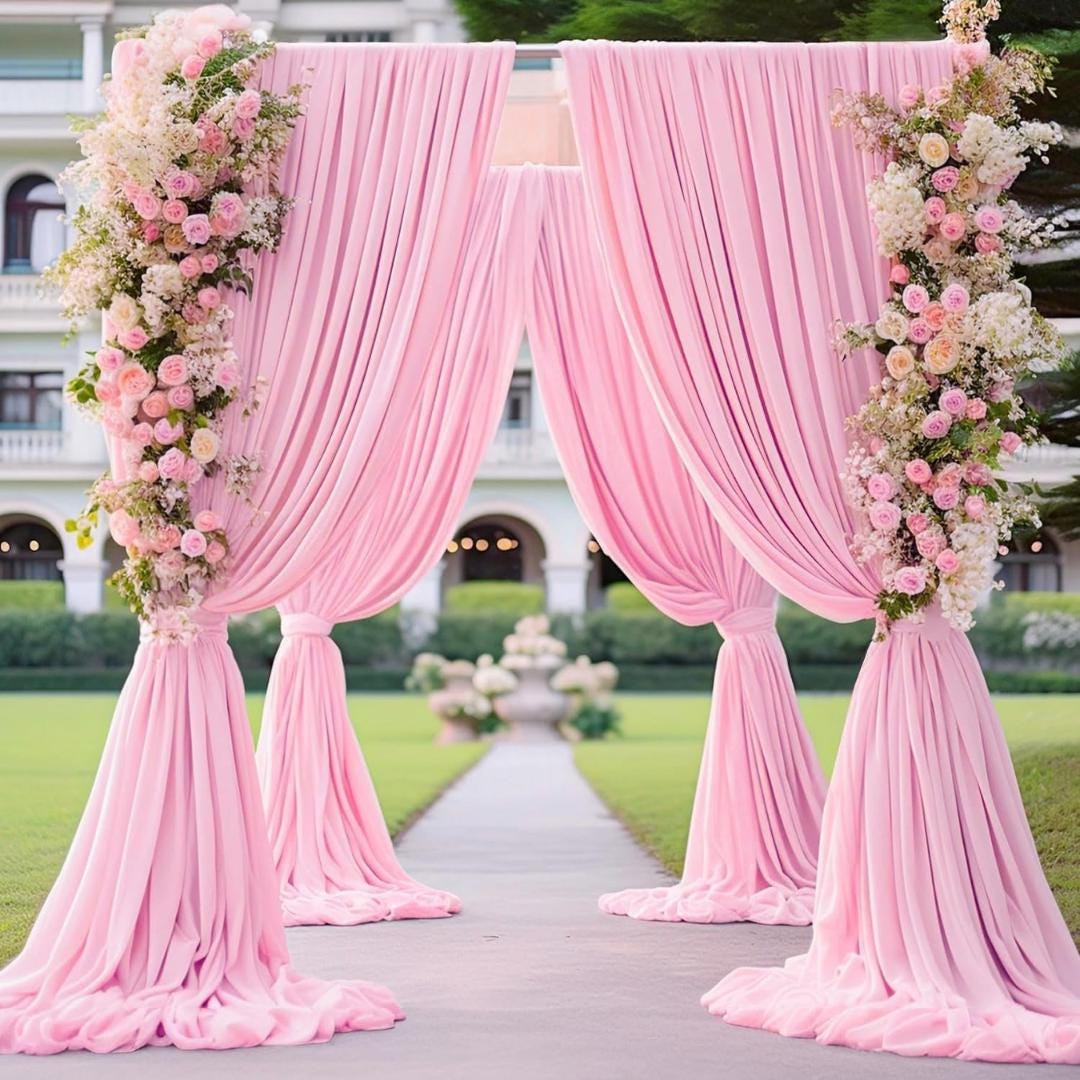 PINK - Wrinkle Free Backdrop Curtains for Parties  - 10 Panels 5x10ft Silky Interlock Backdrop for Weddings Birthday Party CurtainS