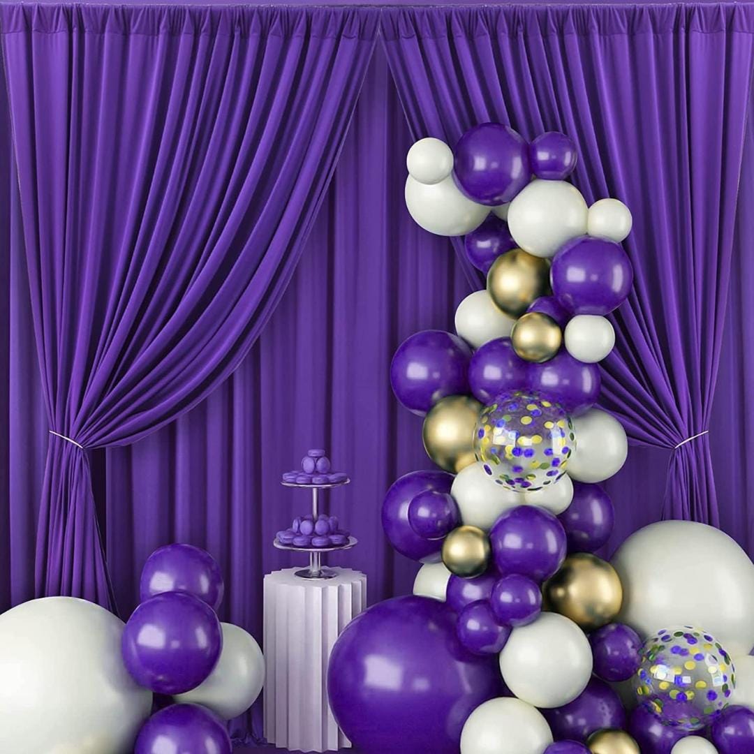 PURPLE - Wrinkle Free Backdrop Curtains for Parties  - 10 Panels 5x10ft Silky Interlock Backdrop for Weddings Birthday Party Curtains
