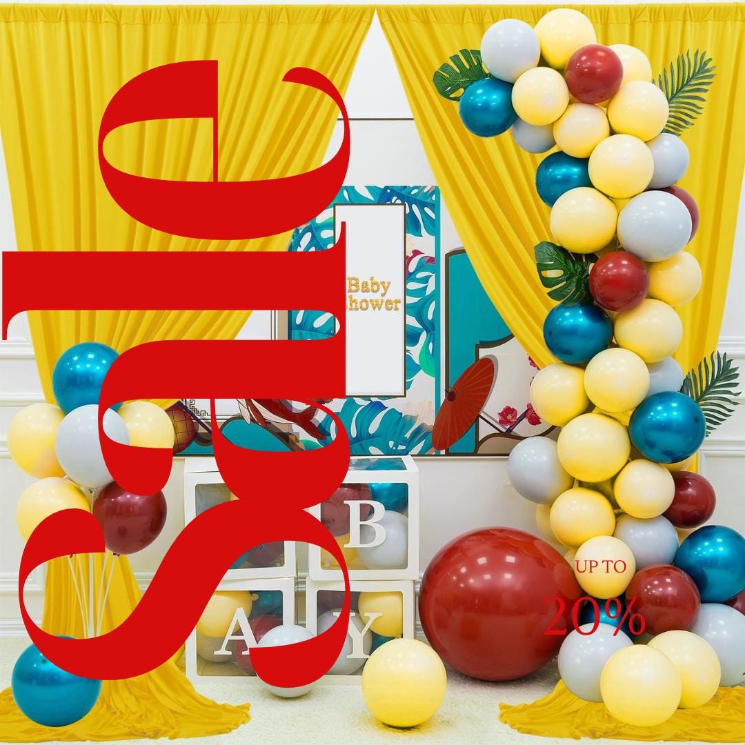 YELLOW - Wrinkle Free Backdrop Curtains for Parties  - 10 Panels 5x10ft Silky Interlock Backdrop for Weddings Birthday Party Curtains