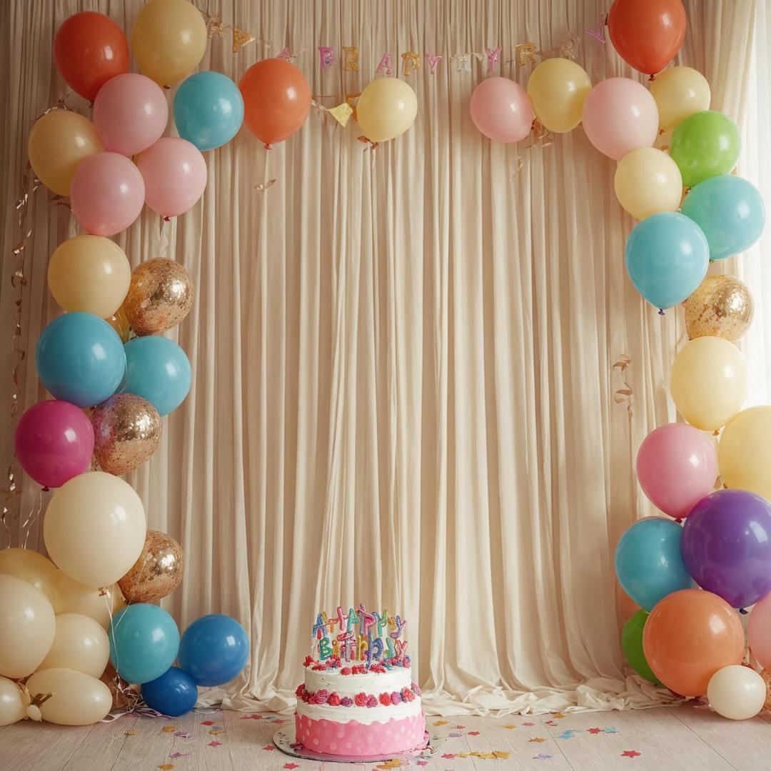 CHAMPAGNE - Wrinkle Free Backdrop Curtains for Parties  - 10 Panels 5x10ft Silky Interlock Backdrop for Weddings Birthday Party Curtains