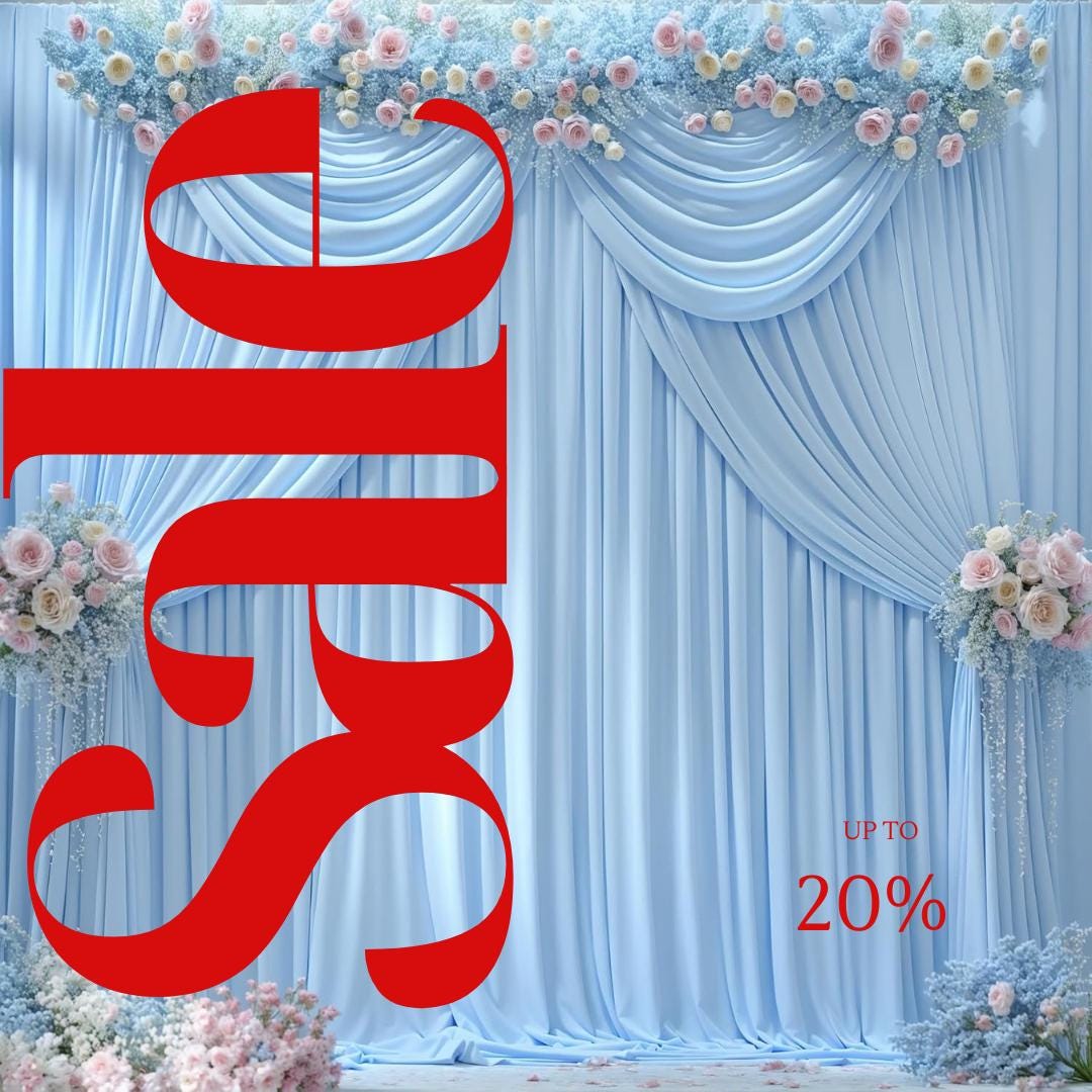 LT BLUE - Wrinkle Free Backdrop Curtains for Parties  - 10 Panels 5x10ft Silky Interlock Backdrop for Weddings Birthday Party Curtains