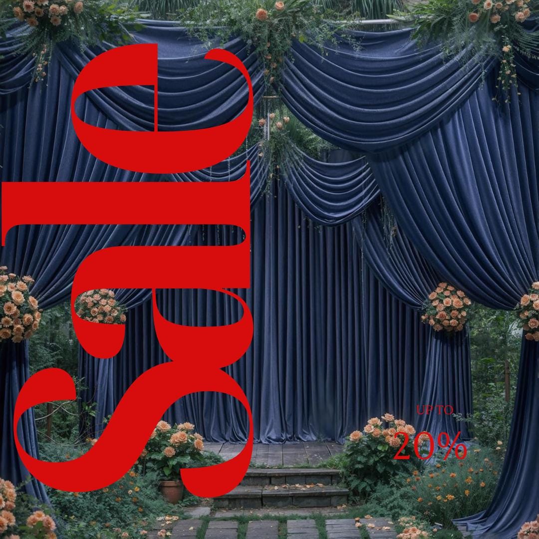 NAVY BLUE - Wrinkle Free Backdrop Curtains for Parties  - 10 Panels 5x10ft Silky Interlock Backdrop for Weddings Birthday Party Curtains