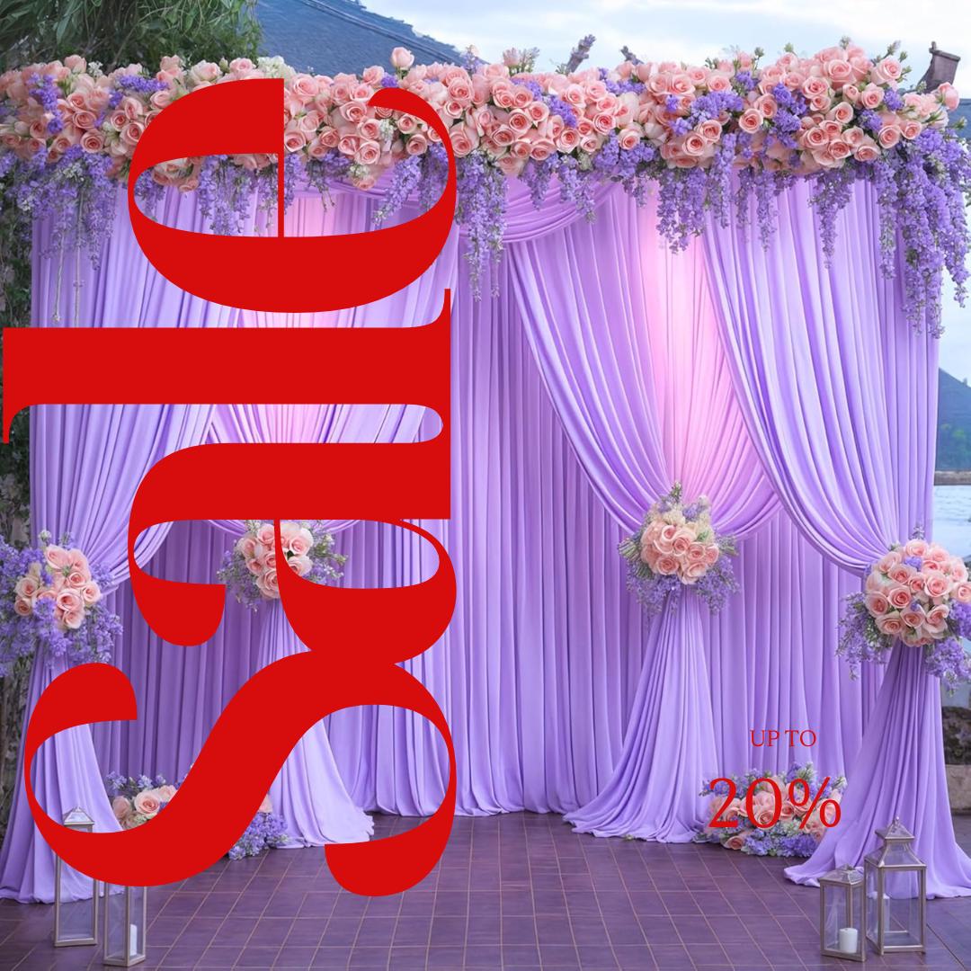 LAVENDER - Wrinkle Free Backdrop Curtains for Parties  - 10 Panels 5x10ft Silky Interlock Backdrop for Weddings Birthday Party Curtains