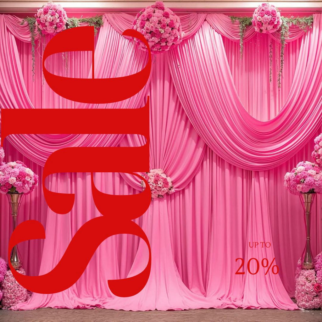 HOT PINK - Wrinkle Free Backdrop Curtains for Parties  - 4 Panels 5x15ft Silky Interlock Backdrop for Weddings Birthday Party Curtains