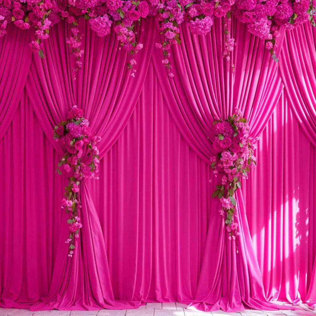 FUCHSIA - Wrinkle Free Backdrop Curtains for Parties  - 4 Panels 5x15ft Silky Interlock Backdrop for Weddings Birthday Party Curtains