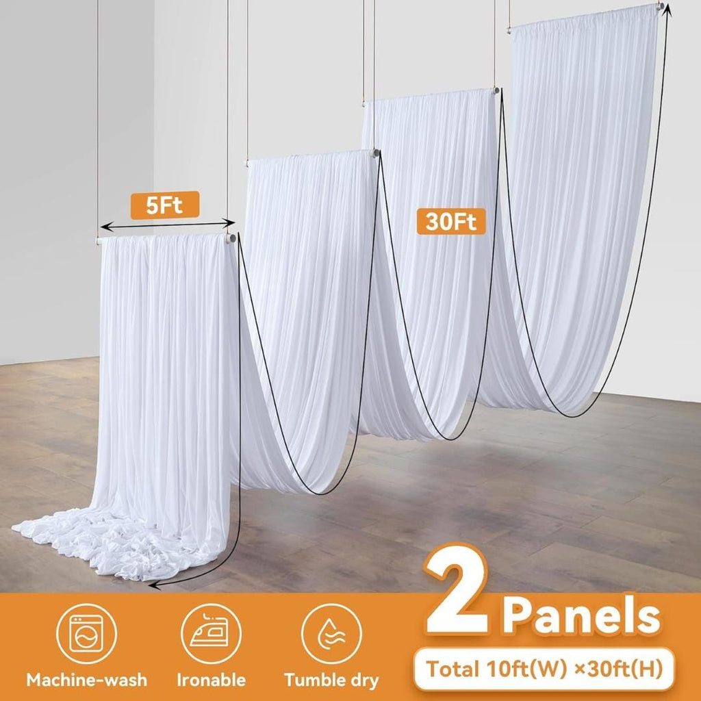 NAVY - 5' x 33 Ft Ceiling Drapes for Wedding Parties, Wrinkle Free Interlock Canopy Tent Draping Ceiling Curtains Arch Drapery for Events