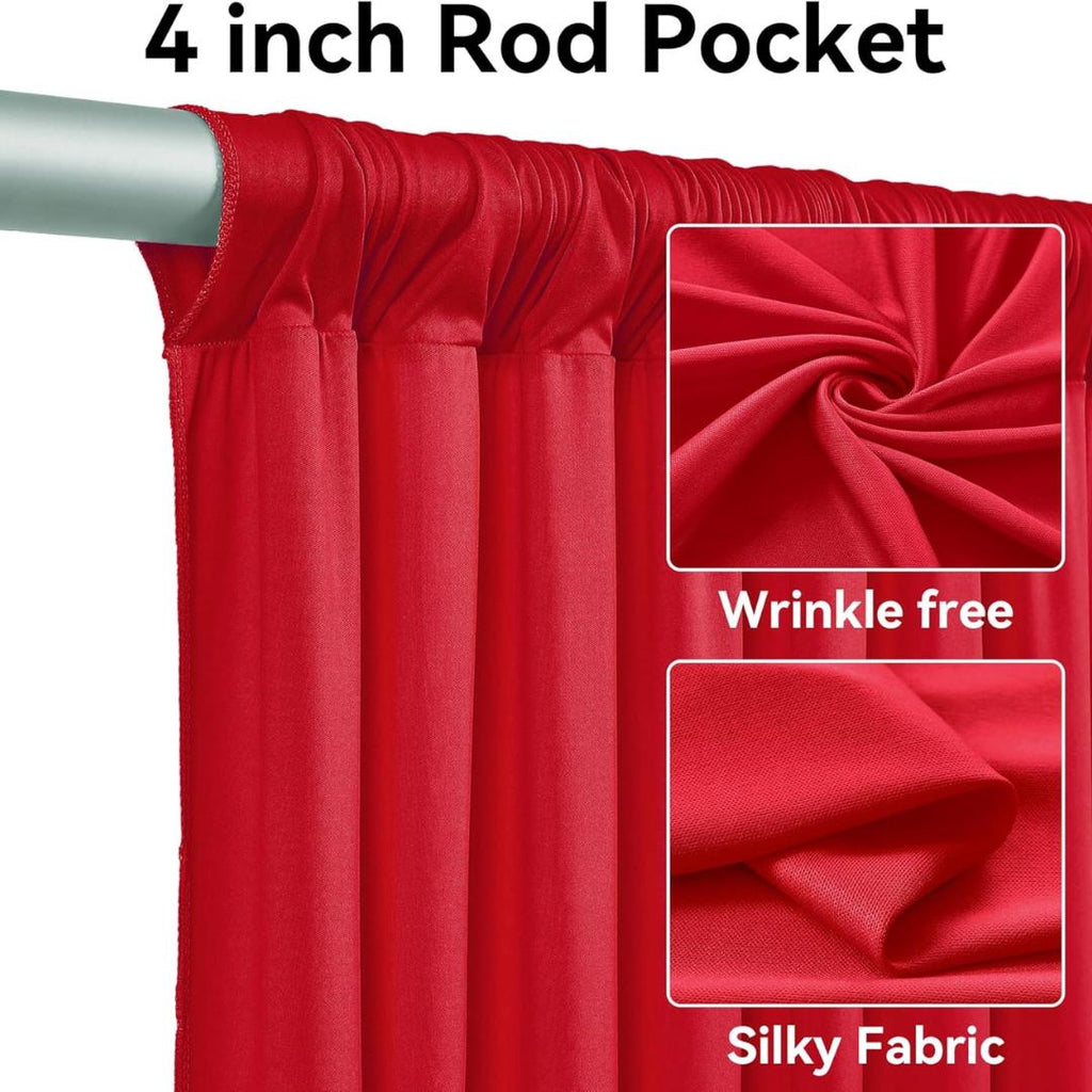 RED - 5' x 40 Ft Ceiling Drapes for Wedding Parties, Wrinkle Free Interlock Canopy Tent Draping Ceiling Curtains Arch Drapery for Events