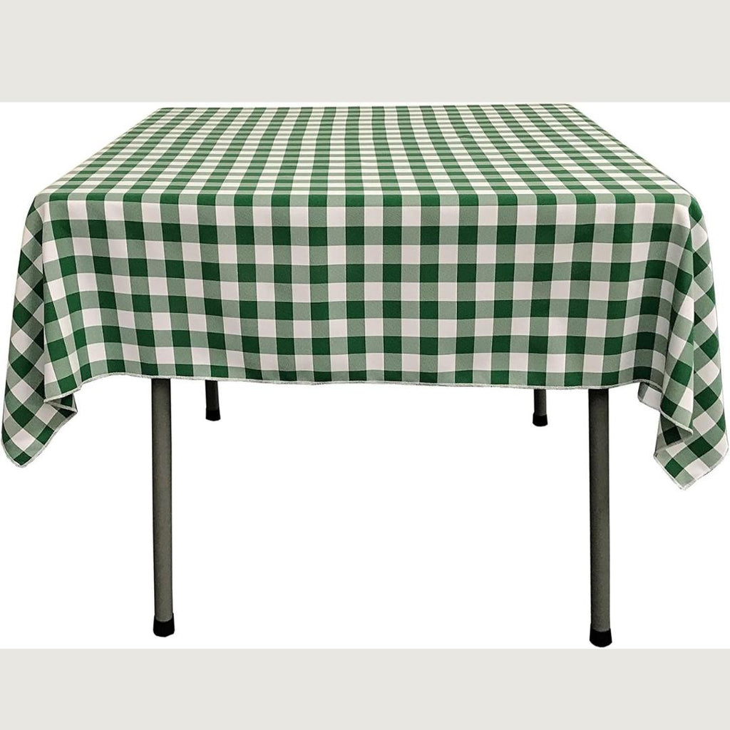 WHITE/HUNTER - Gingham Overlay - Checkered Tablecloth for Parties - Farmhouse Tablecloth - Spring Tablecloth - Picnic Tablecloth