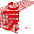 14" Wide Polyester Poplin Gingham, Checkered, Plaid Table Runner (White & Coral , 14" Wide x 90" Long) for Party Sweetest Day Wedding