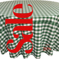 WHITE/HUNTER - Polyester Gingham Checkered Tablecloth - Round Table Cover Overlay for Wedding Birthday Party Baby Bridal Shower. Choose Size