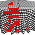 WHITE/BLACK - Polyester Gingham Checkered Tablecloth - Round Table Cover Overlay for Wedding Birthday Party Baby Bridal Shower. Choose Size
