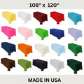108" x 120" Polyester Poplin Washable Rectangular Tablecloth, Table Cover Fabric Cloth for Dinning, Kitchen, Party. 27 Colors Available